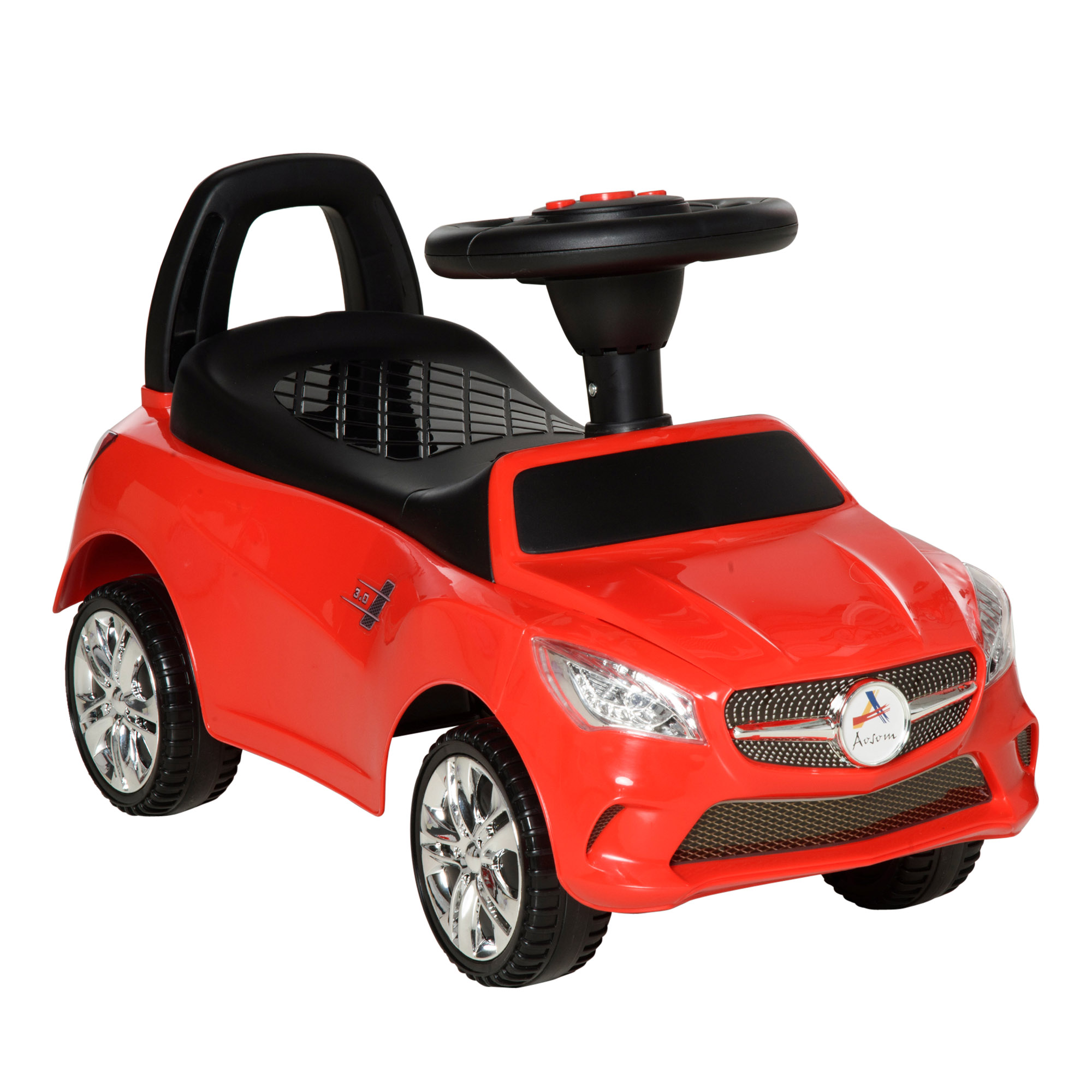 Kids Ride On Push Car, Foot-to-Floor Walking Sliding Toy Car for Toddler with Working Horn, Music, Headlights and Storage, Black (Drop Shipping Only, Not for Amazon)
