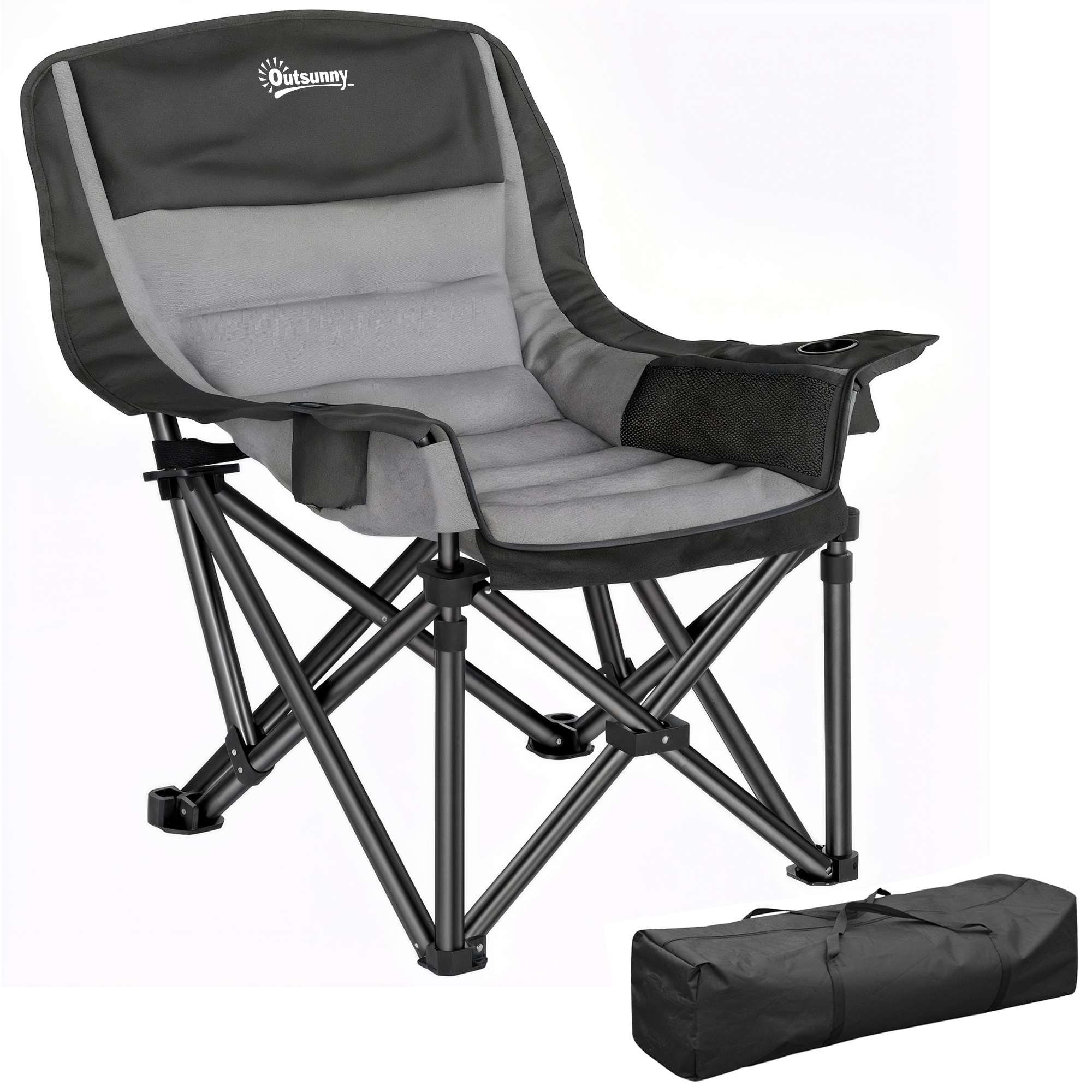 Portable Padded Camping Chair, with Bag - Black/Grey (Drop Shipping Only, Not for Amazon)