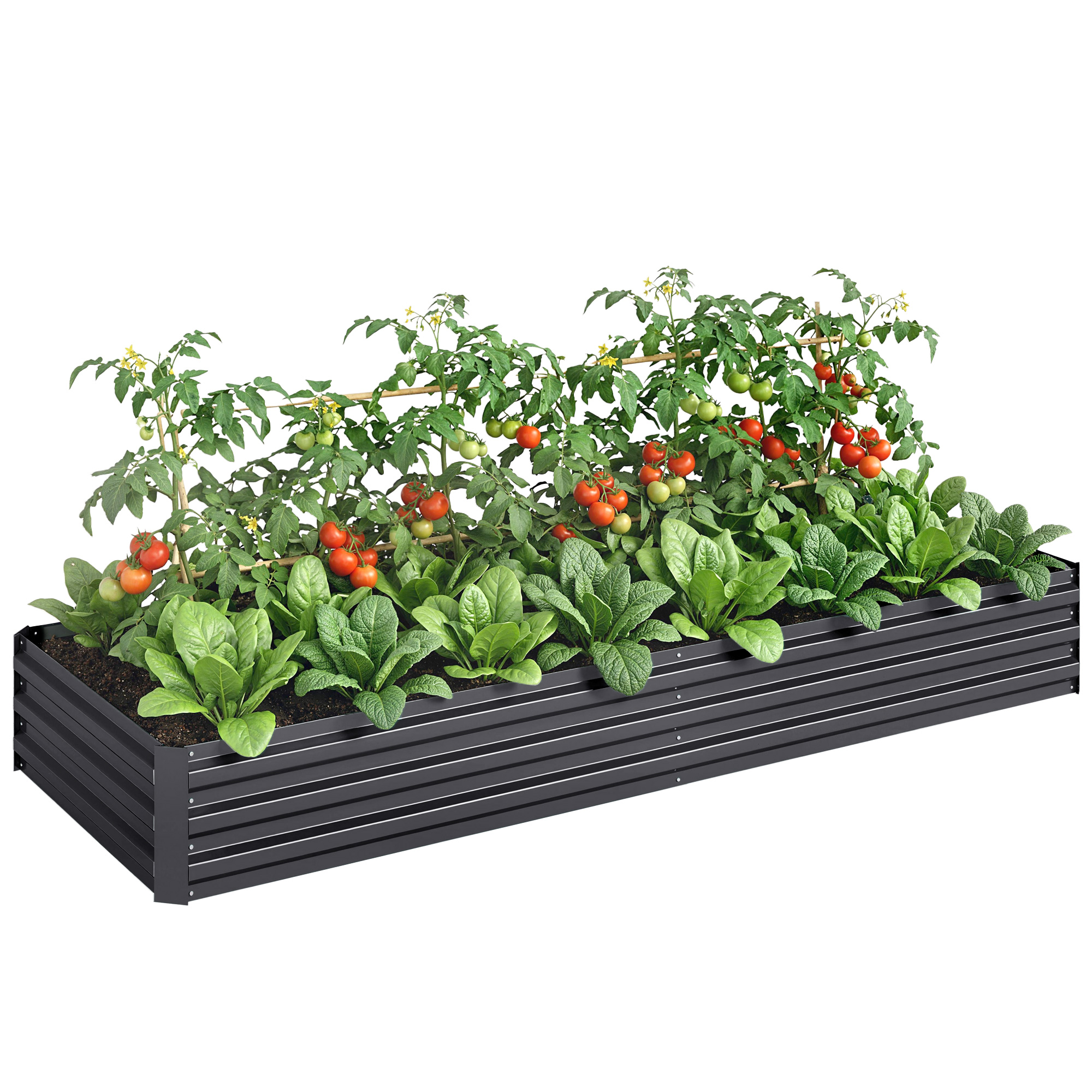 Metal Raised Garden Bed Planter Box Outdoor Planters for Growing Flowers, Herbs, Grey, 241x90.5x30cm (Drop Shipping Only, Not for Amazon)