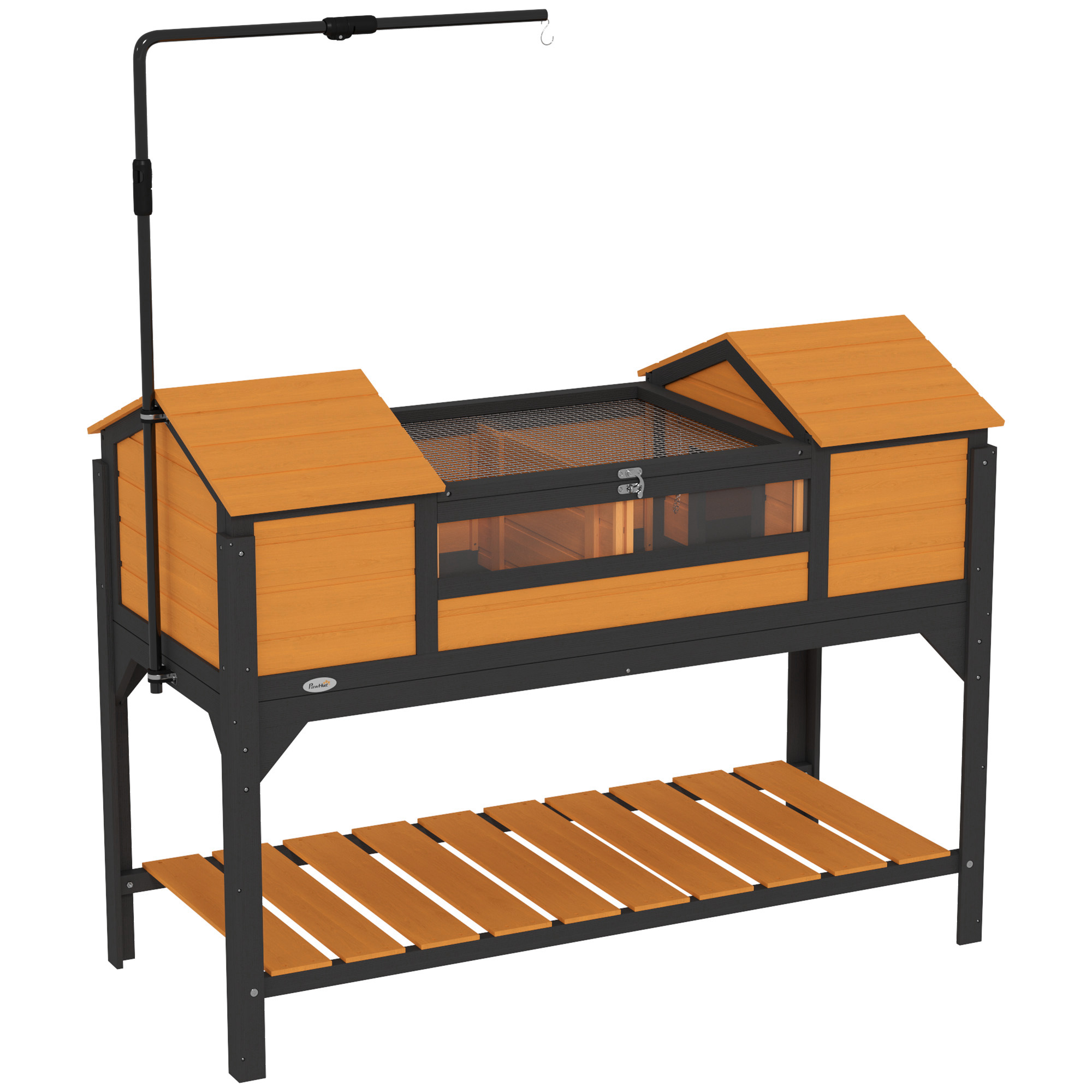 Tortoise Enclosure Tortoise House with Adjustable Lamp Holder Storage Shelf, Dual Main Houses, Openable Lid, Yellow (Drop Shipping Only, Not for Amazon)