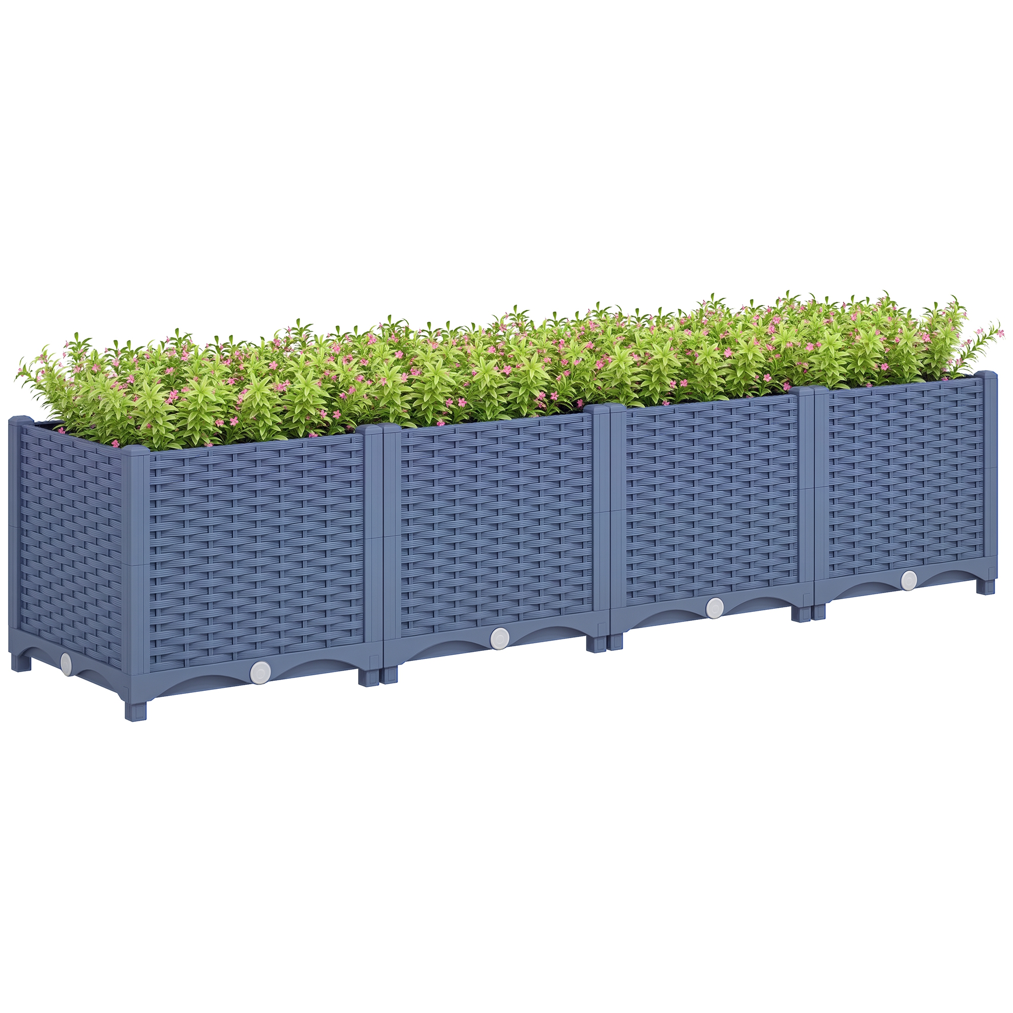 Plastic Raised Garden Bed, 5 x 1 x 1 ft Outdoor Flower Box with Drainage Holes for Vegetables, Herbs, Blue (Drop Shipping Only, Not for Amazon)