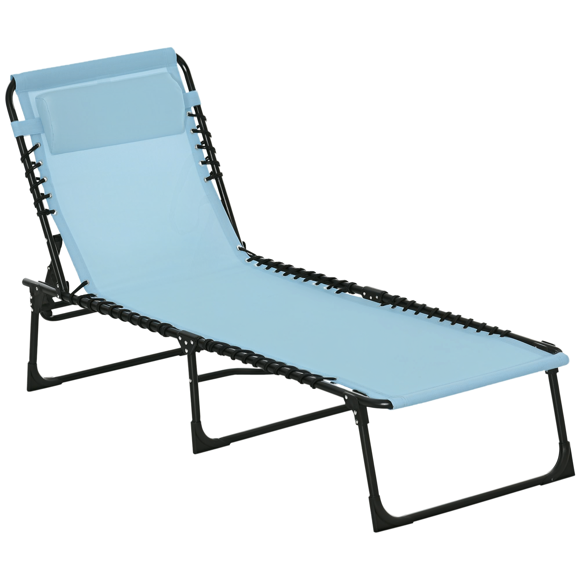 Folding Sun Lounger Beach Chaise Chair Garden Cot Camping Recliner with 4 Position Adjustable, Baby Blue (Drop Shipping Only, Not for Amazon)