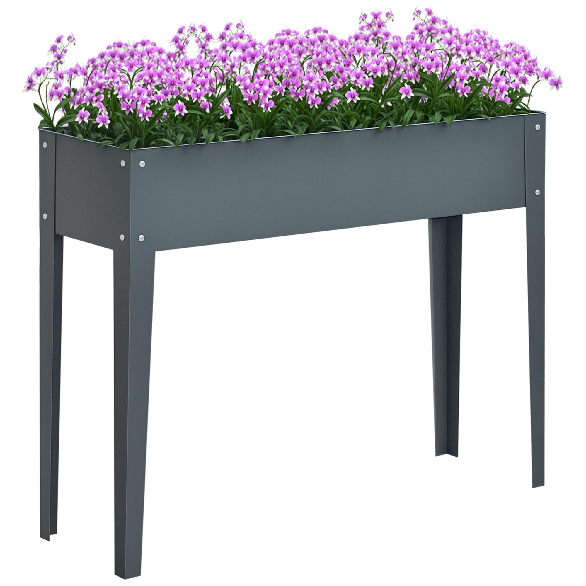 Flower Raised Bed Garden Metal Vegetable Planter Freestanding Herb Growing Box Green Basics Grow Table Planter (Dark Grey) (Drop Shipping Only, Not for Amazon)