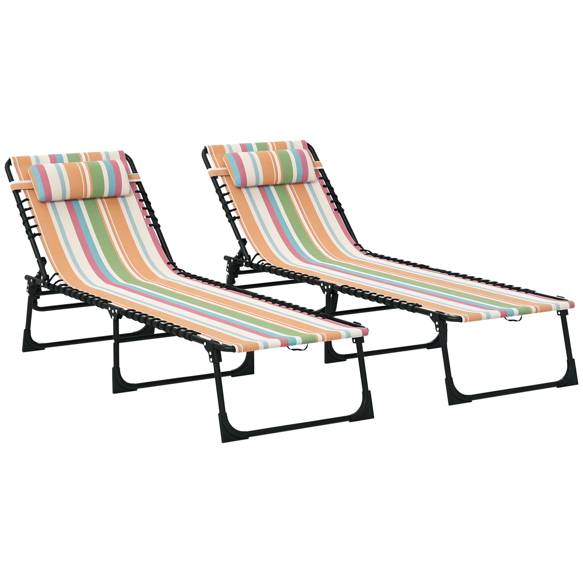 Set of Two Folding Sun Loungers, with Four-Position Backs - Multicoloured (Drop Shipping Only, Not for Amazon)