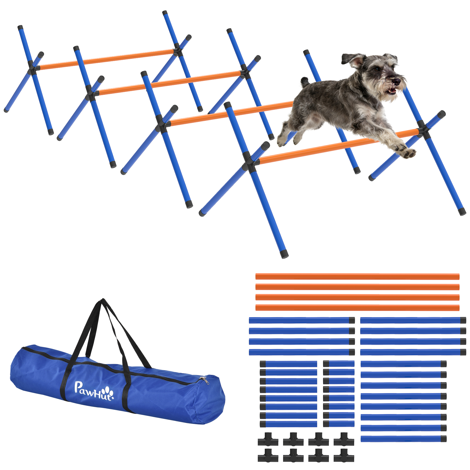 4 Pieces Dog Agility Equipment, Dog Agility Course Backyard Set with Adjustable Height Jump Bars and Carry Bag (Drop Shipping Only, Not for Amazon)