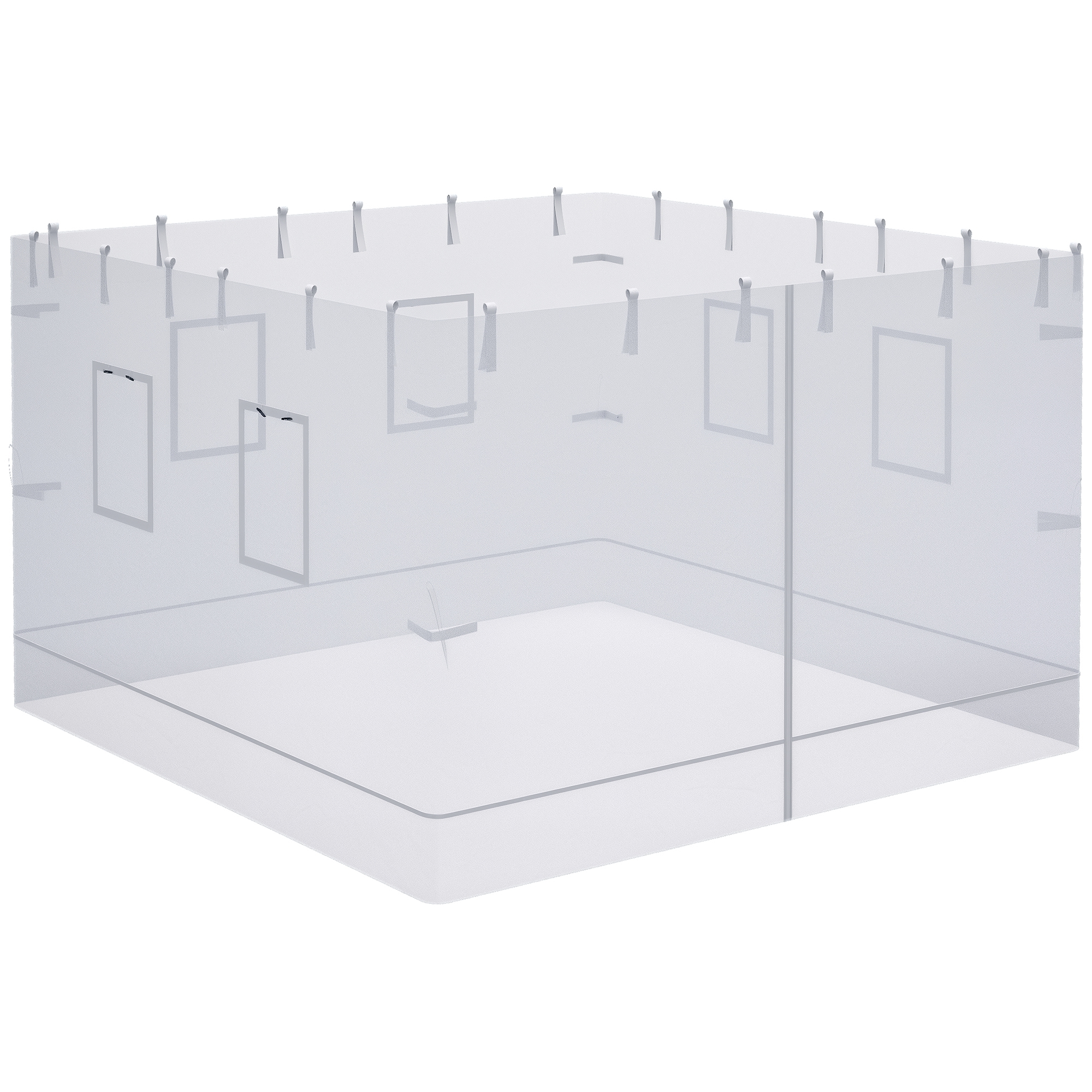 Canopy Screen Walls, Replacement Netting with 6 Service Windows and 1 Door, for 10' x 10' Canopy Tent, White (Drop Shipping Only, Not for Amazon)