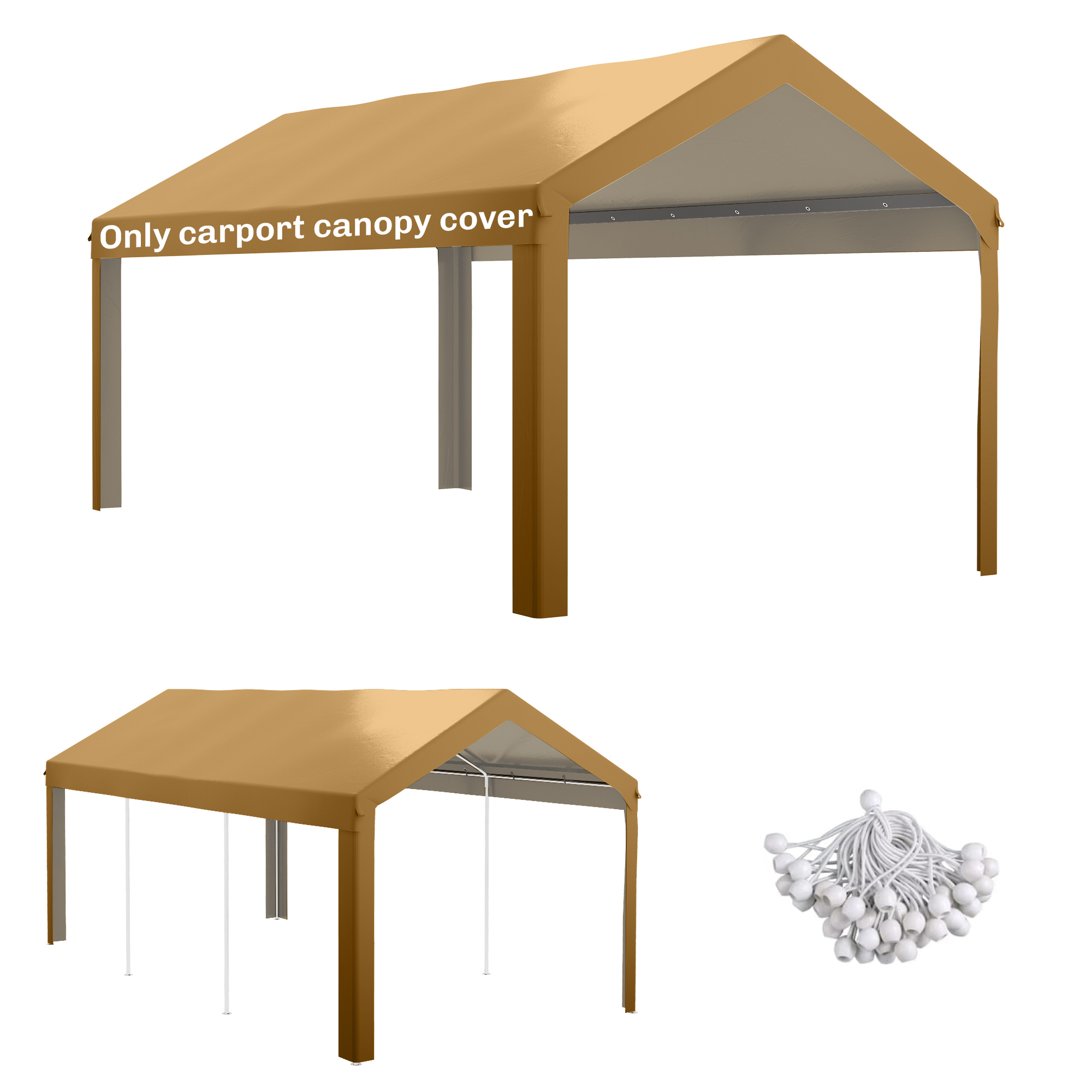 10 x 20ft Carport Roof, UV Resistant Canopy Replacement, Fits 84C-378V00 and 84C-206 Series, White (Drop Shipping Only, Not for Amazon)