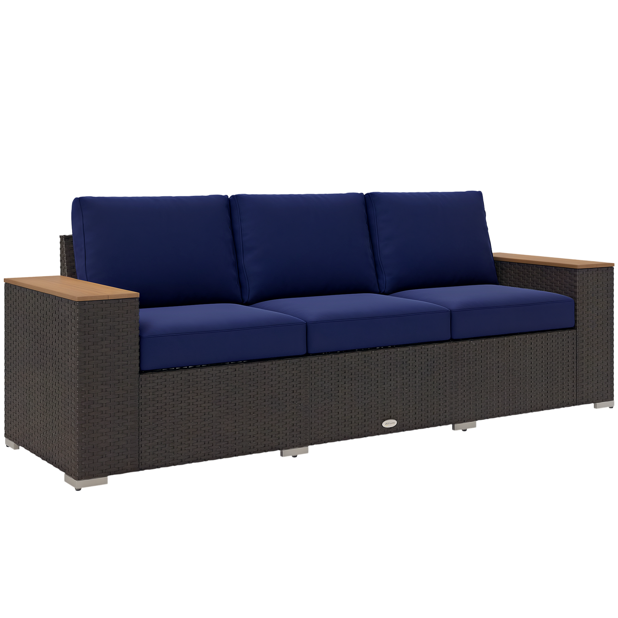 3-Seat Outdoor Patio Sofa, PE Wicker Outdoor Couch with Extra Wide Deep Seat, Wide Armrests 4