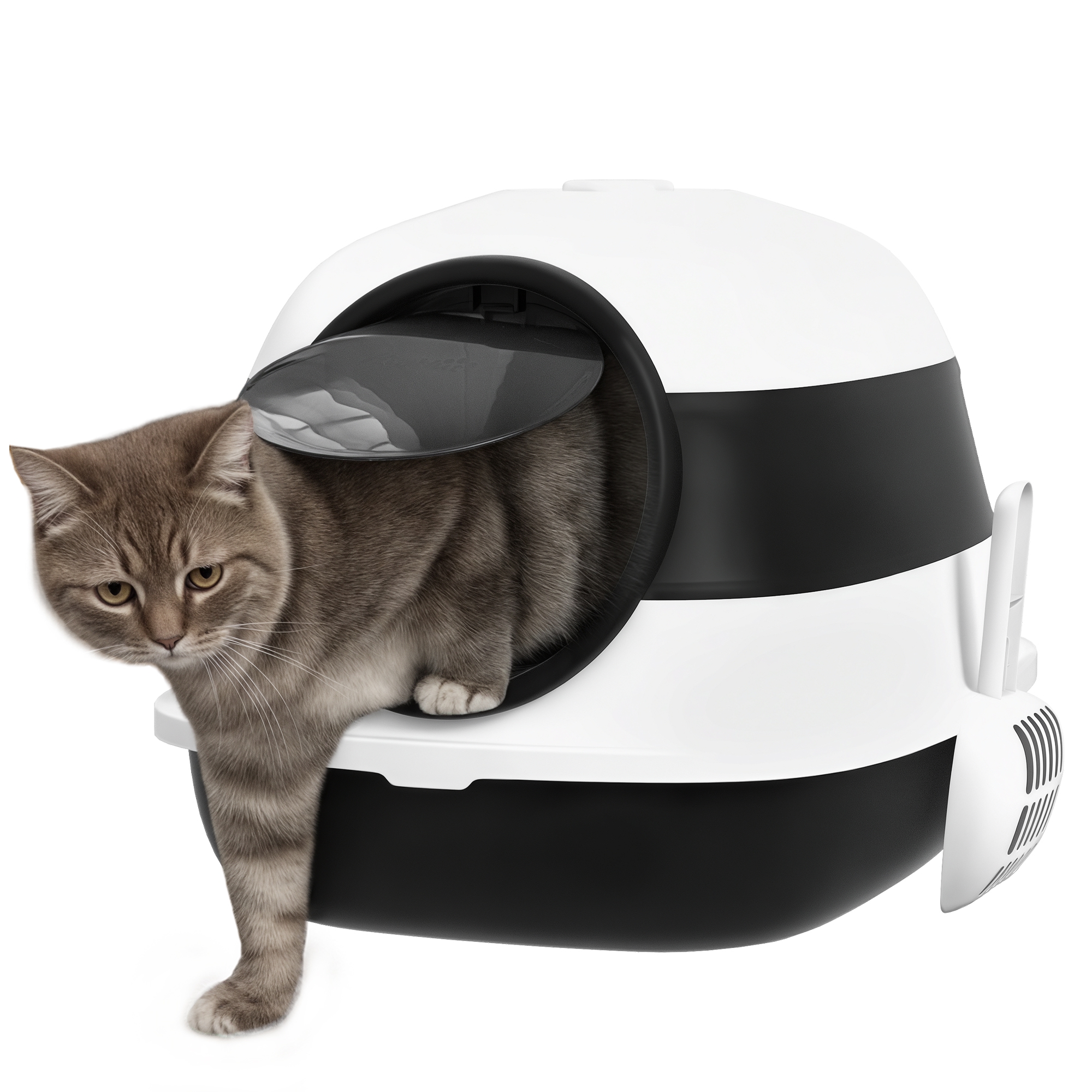 Foldable Cat Litter Tray with Lid, Deodorant, Scoop, White (Drop Shipping Only, Not for Amazon)