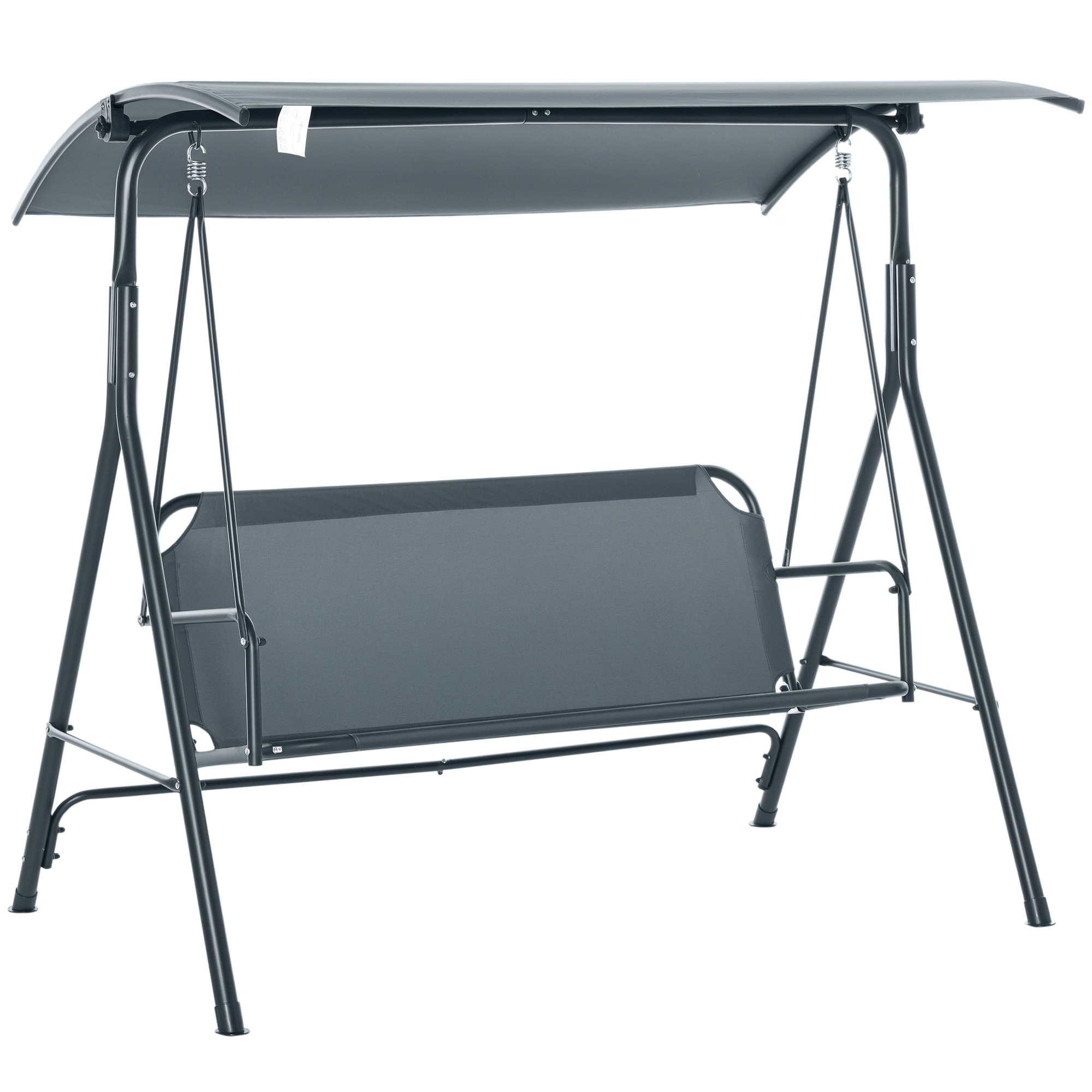 3-Person Porch Swing with Stand, Outdoor Swing for Patio Porch with Adjustable Tilt Canopy and Comfortable Swing Bench-Style Seat, Steel Frame, Wine Red (Drop Shipping Only, Not for Amazon)