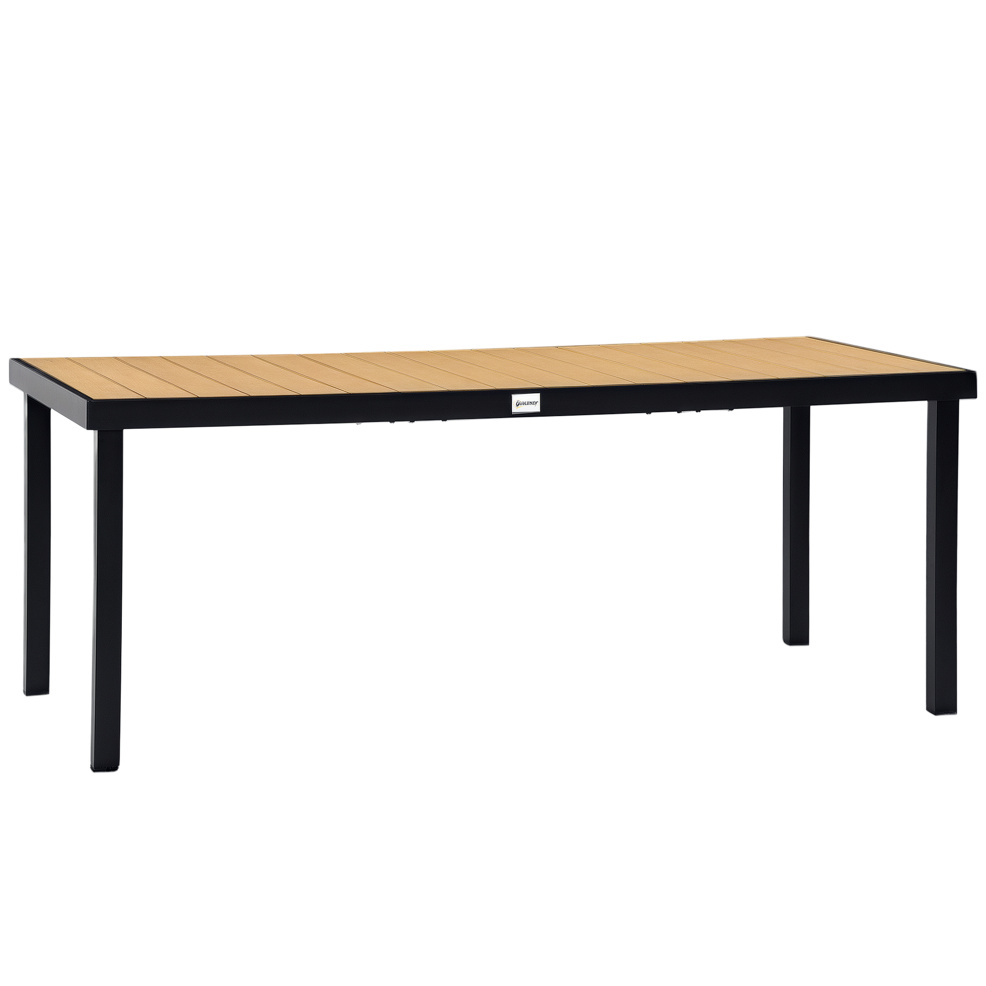 Aluminium Outdoor Garden Dining Table for 8 People, Faux Wood Top, for Garden, Patio, 190 x 90 x 74 cm, Natural (Drop Shipping Only, Not for Amazon)