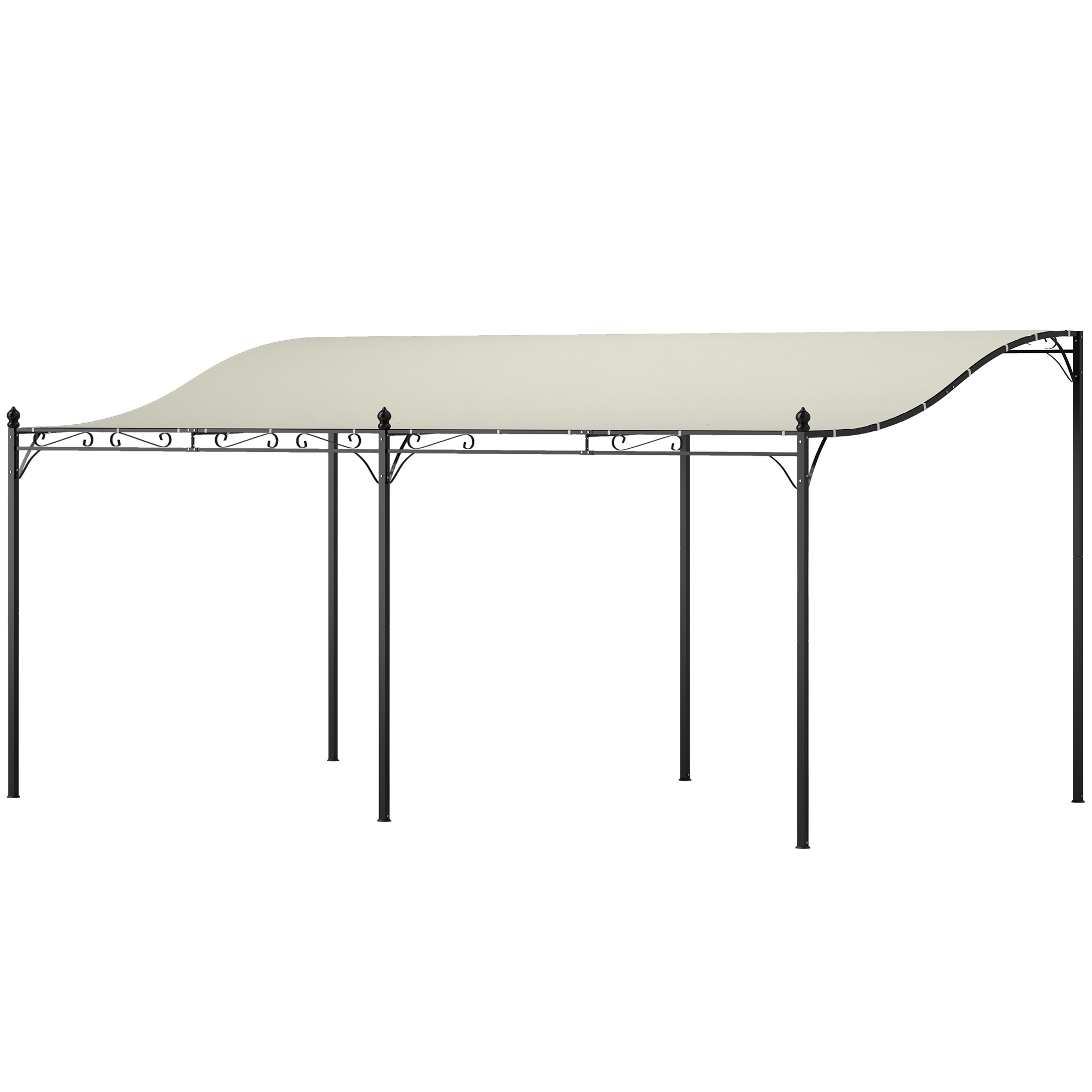 10' x 16' Wall-Mounted Outdoor Pergola Canopy, Metal Patio Canopy with Drainage Holes for Backyard Garden, Cream White (Drop Shipping Only, Not for Amazon)