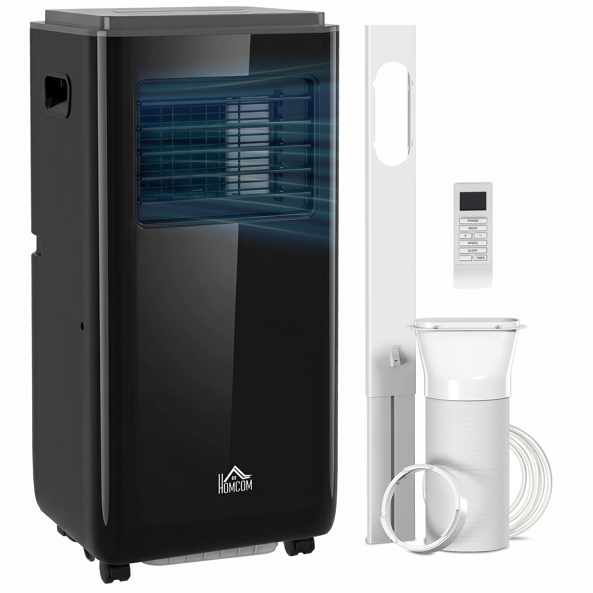 10,000 BTU Moible Air Conditioner 440 Sq. Ft., Dehumidifier Fan Auto Sleep with 24H Timer On/Off, Window Kit, Black (Drop Shipping Only, Not for Amazon)
