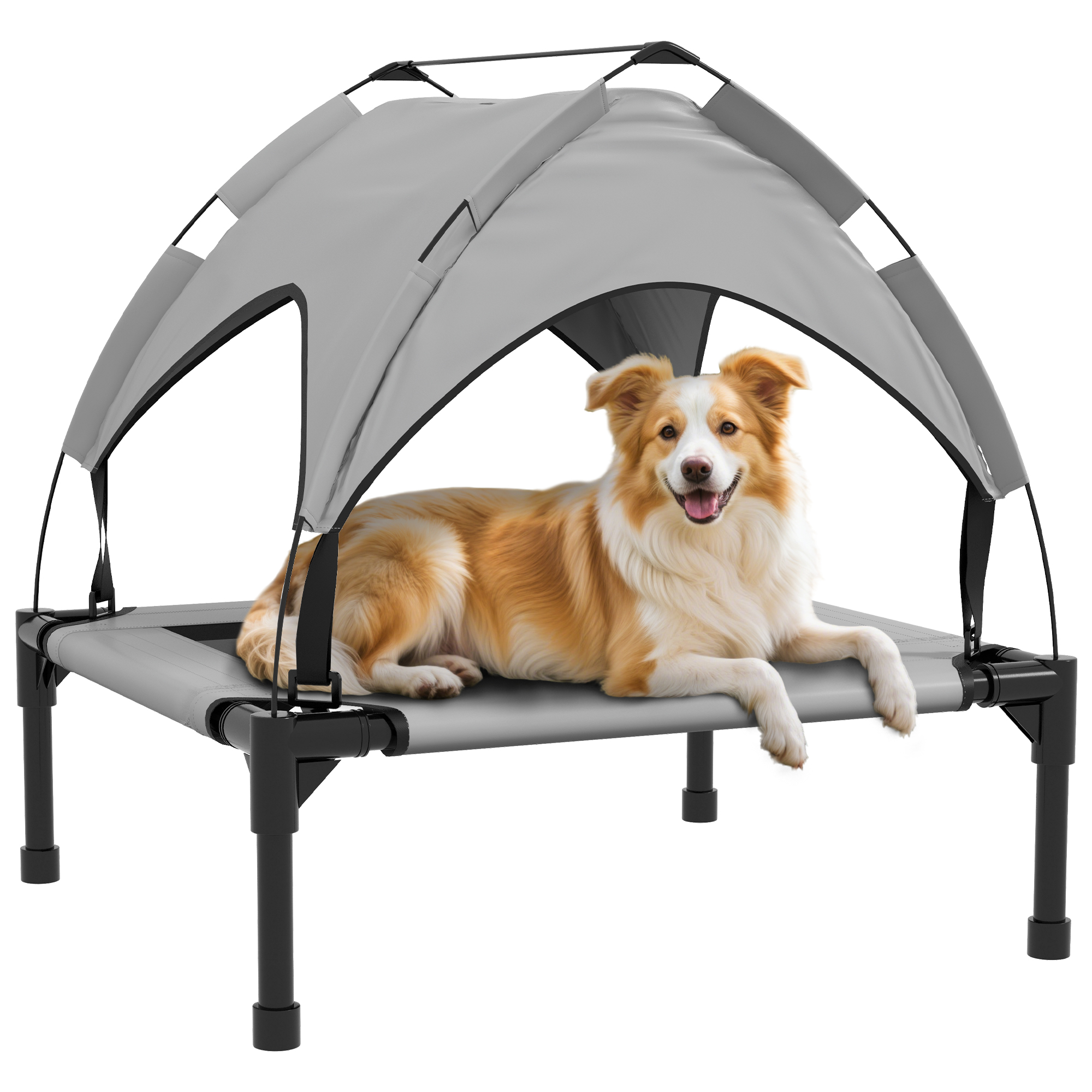 Cooling Raised Pet Bed w/ Washable Breathable Mesh, for Small Medium Dogs, 76 x 61 x 69.5cm - Light Grey (Drop Shipping Only, Not for Amazon)