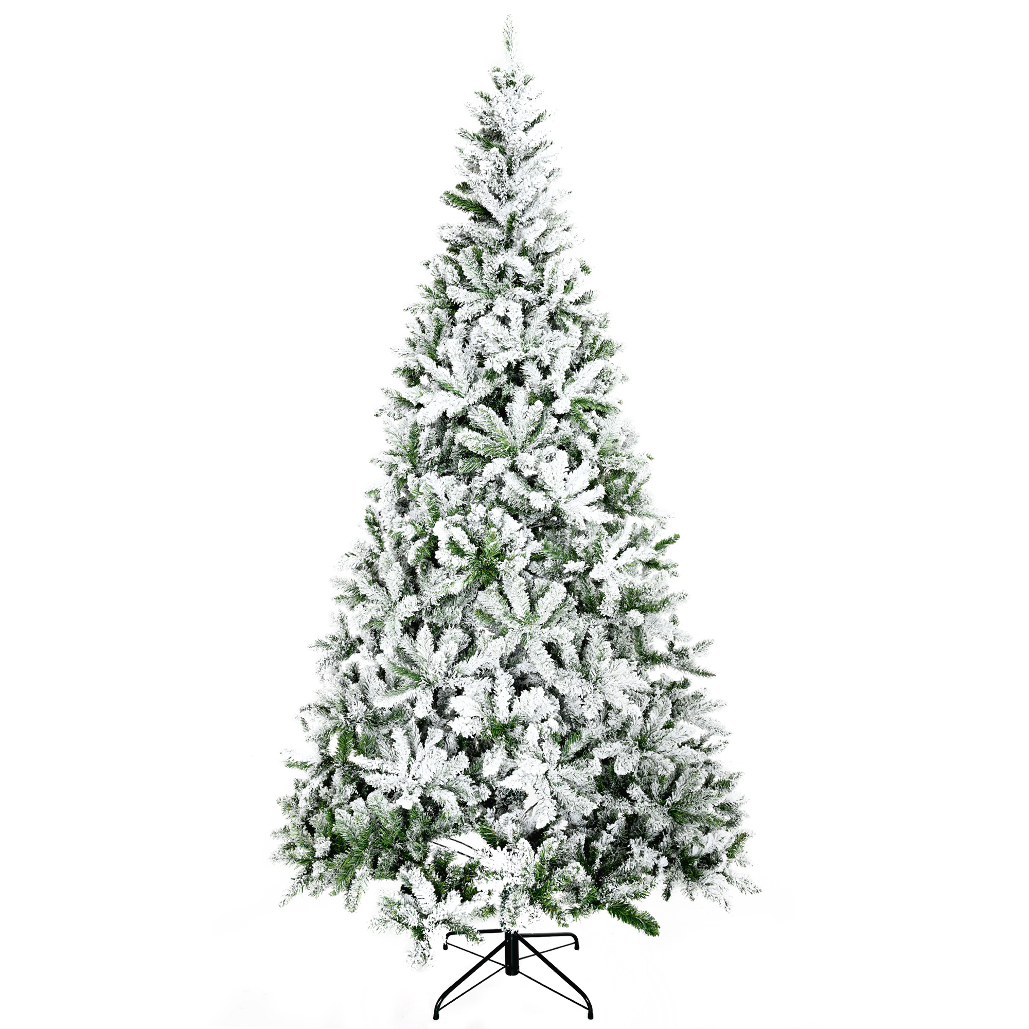 9' Tall Unlit Snow Flocked Pine Artificial Christmas Tree with Realistic Branches, Green (Drop Shipping Only, Not for Amazon)