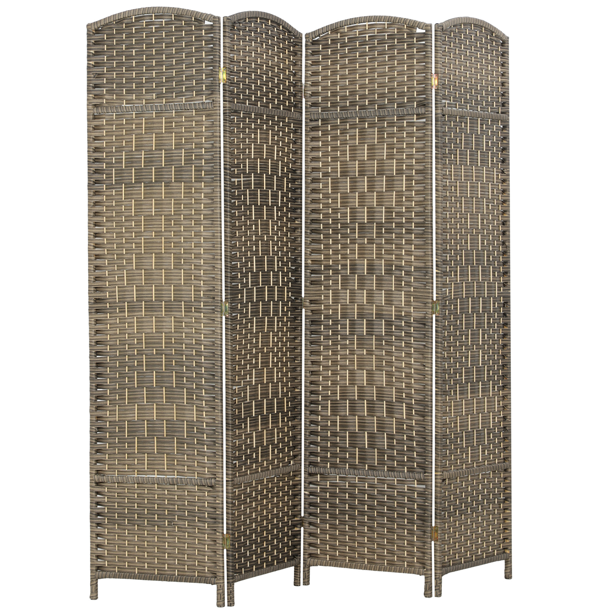 Folding Room Divider Screen 4 Panel 6' Tall Privacy Screen Freestanding Wood Partition for Home Office, Dark Rustic Oak (Drop Shipping Only, Not for Amazon)
