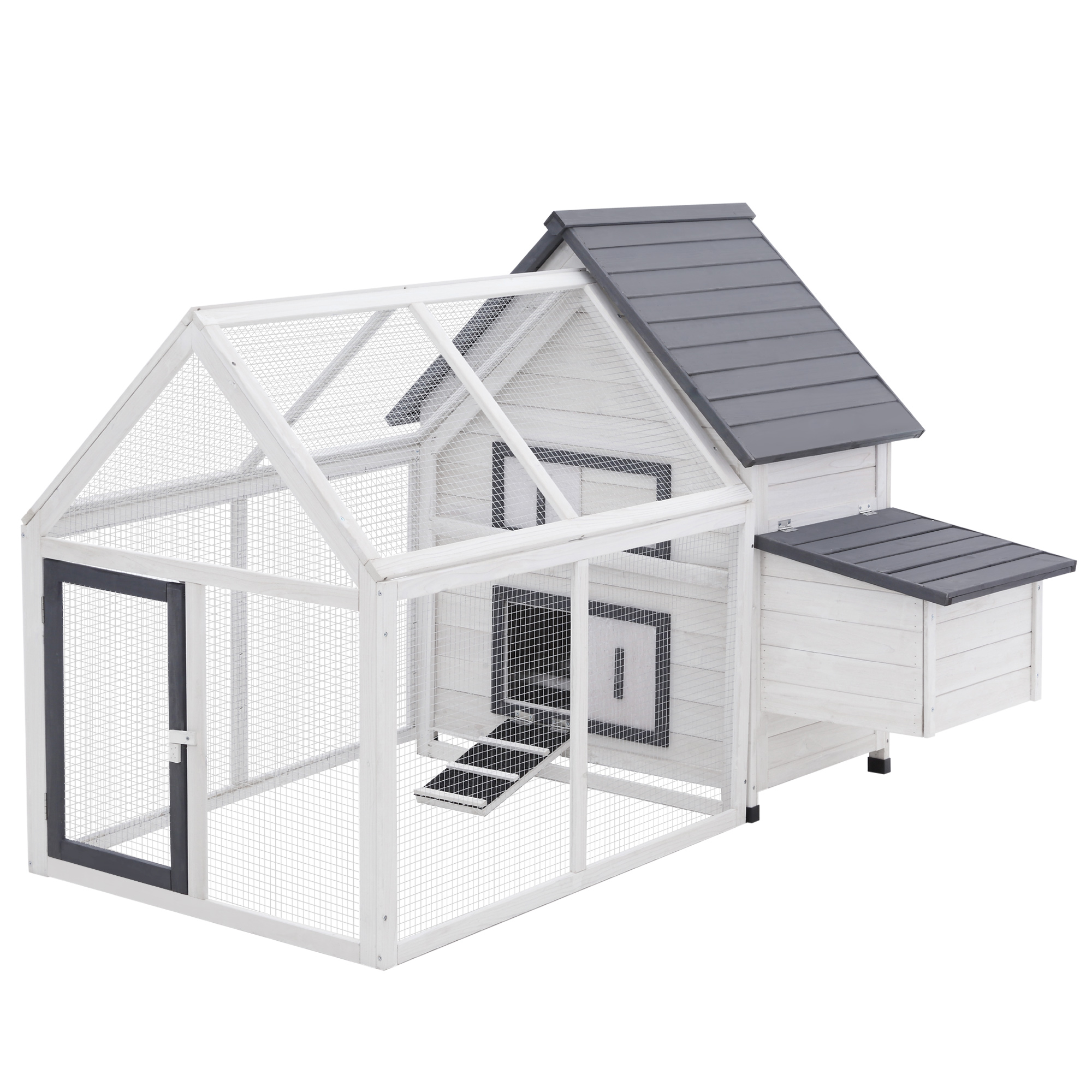 Chicken Coop with Run Wooden Hen House Pet Poultry Coops Cages Small Animal Outdoor Pen with Nesting Box 166 x 124 x 112cm (Drop Shipping Only, Not for Amazon)