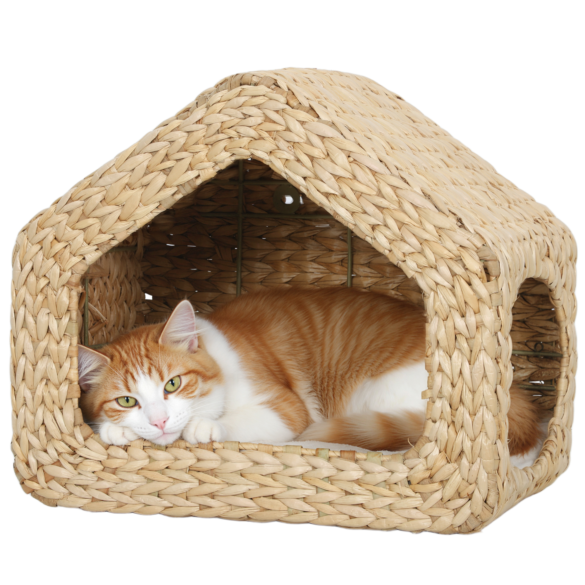 Wall Mounted Cat House, Cat Wall Furniture, Cat Wall Shelf with Washable Cushion, Natural (Drop Shipping Only, Not for Amazon)