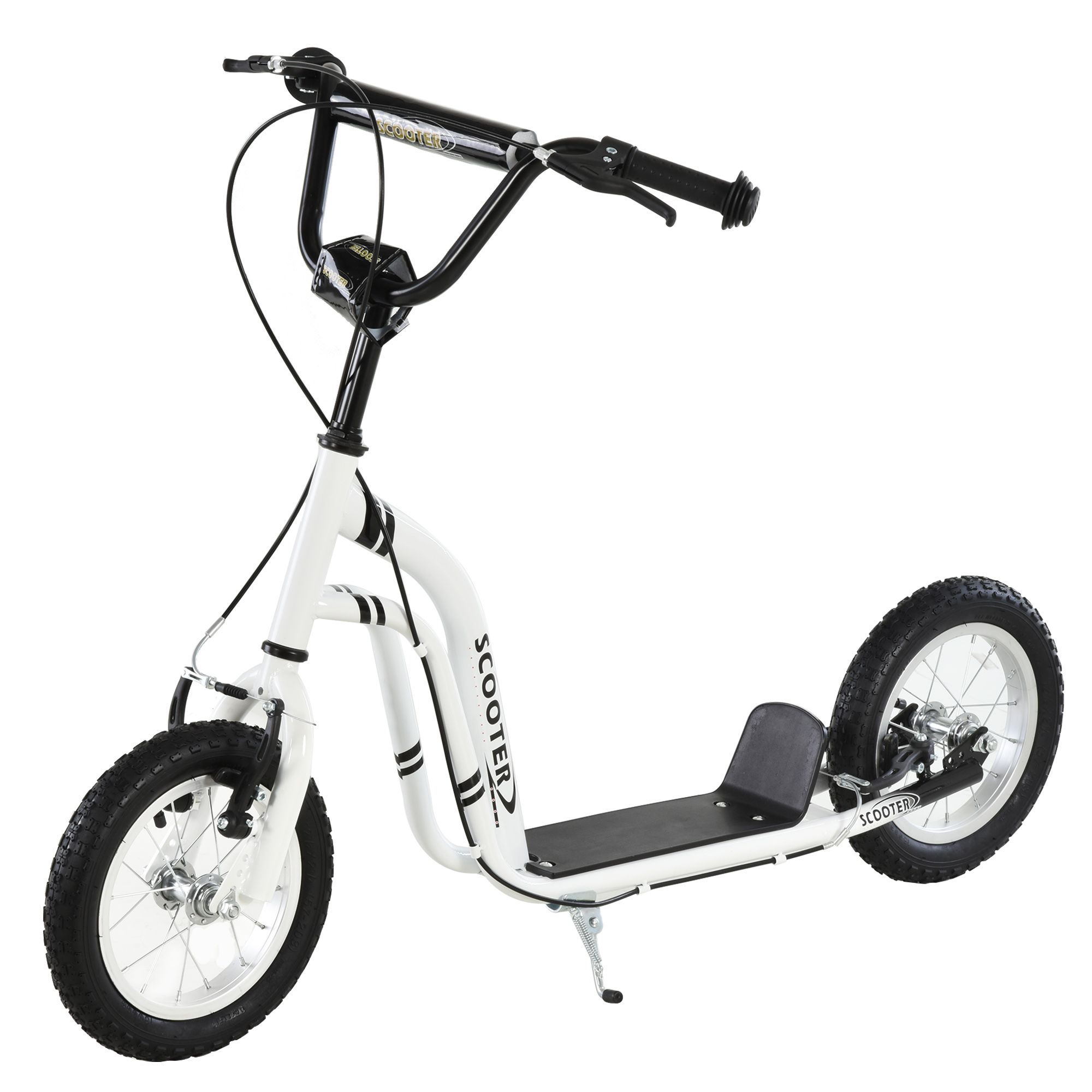 Teen Kids Stunt Scooter w/ Adjustable Handlebar, 12 Inch Rubber Tyres, Dual Brakes, Black (Drop Shipping Only, Not for Amazon)
