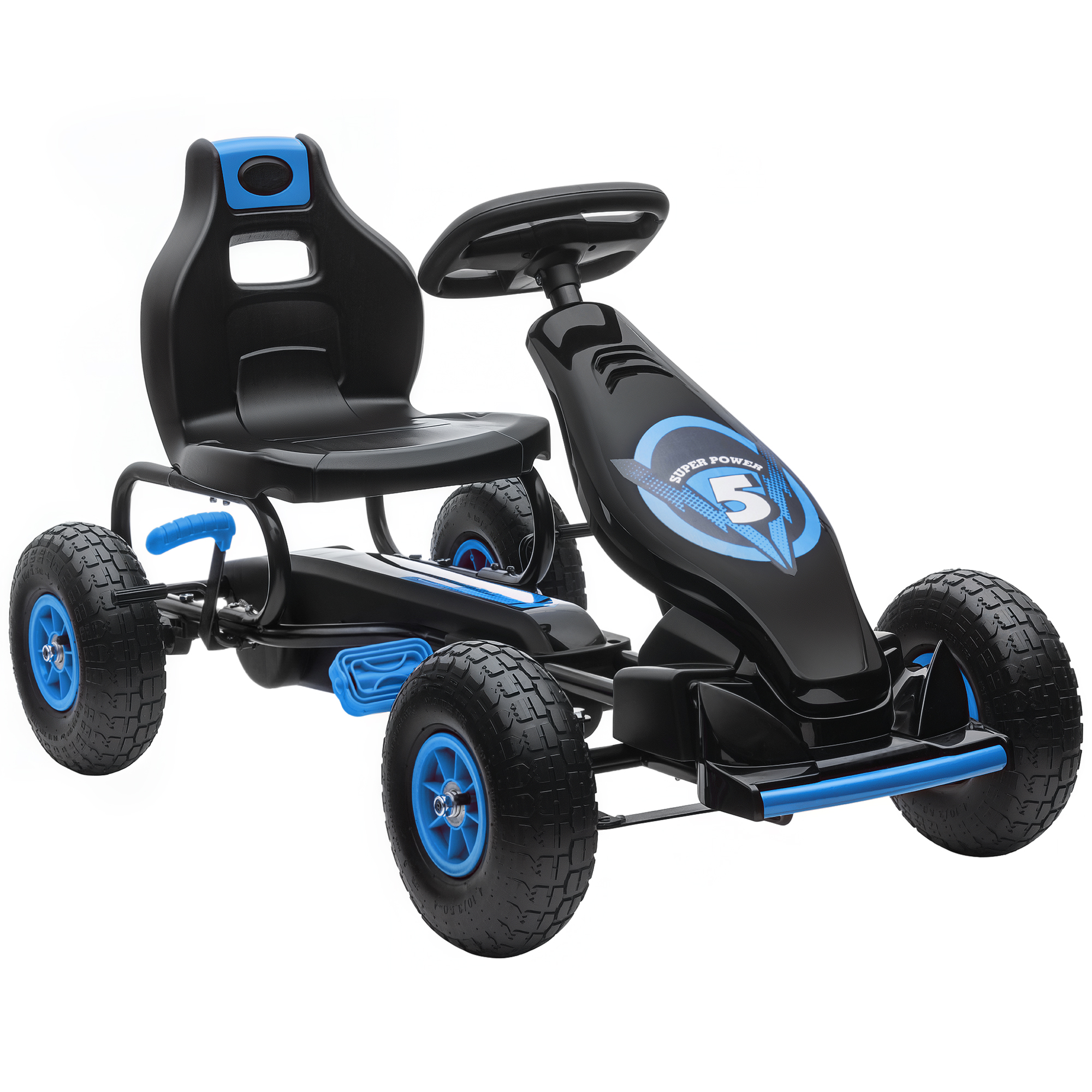 Kids Pedal Go Kart, with Adjustable Seat, Inflatable Tyres - Blue (Drop Shipping Only, Not for Amazon)