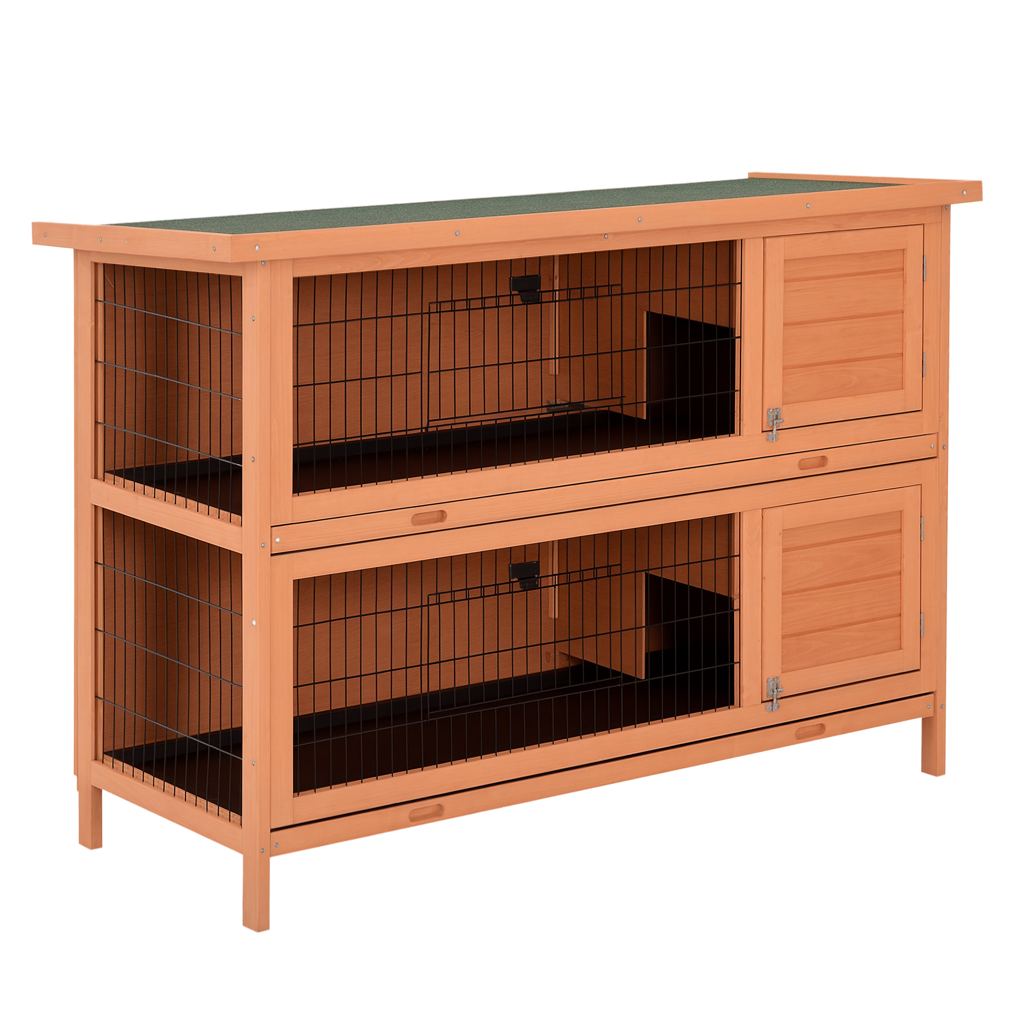 Rabbit Hutch Outdoor Guinea Pig Hutch Bunny Cage with No-Leak Trays, Divider, 136 x 50 x 93cm, Orange (Drop Shipping Only, Not for Amazon)