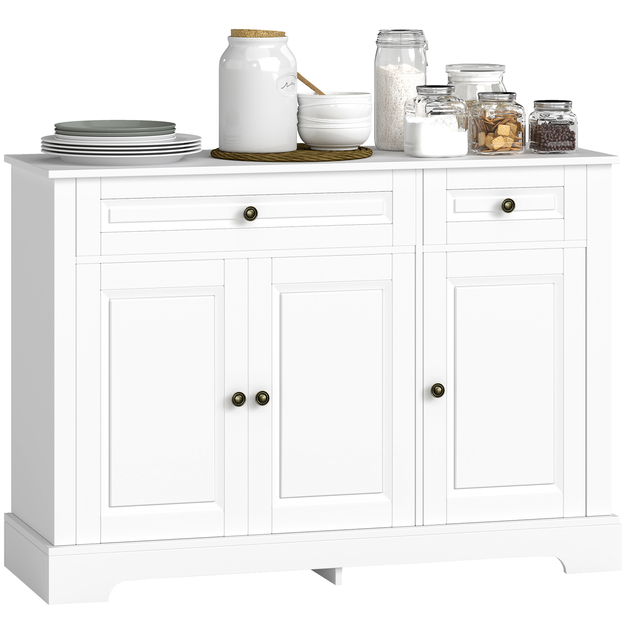 Sideboard Buffet Cabinet, Modern Accent Cabinet with 2 Drawers and Adjustable Shelves, Entryway Cabinet, Black (Drop Shipping Only, Not for Amazon)