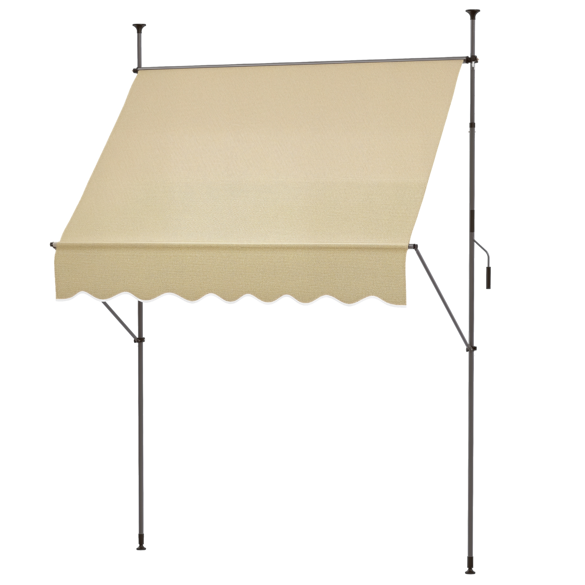 6.5' x 4' Manual Retractable Awning, Non-Screw Patio Awning, UV Resistant for Window or Door, Beige (Drop Shipping Only, Not for Amazon)