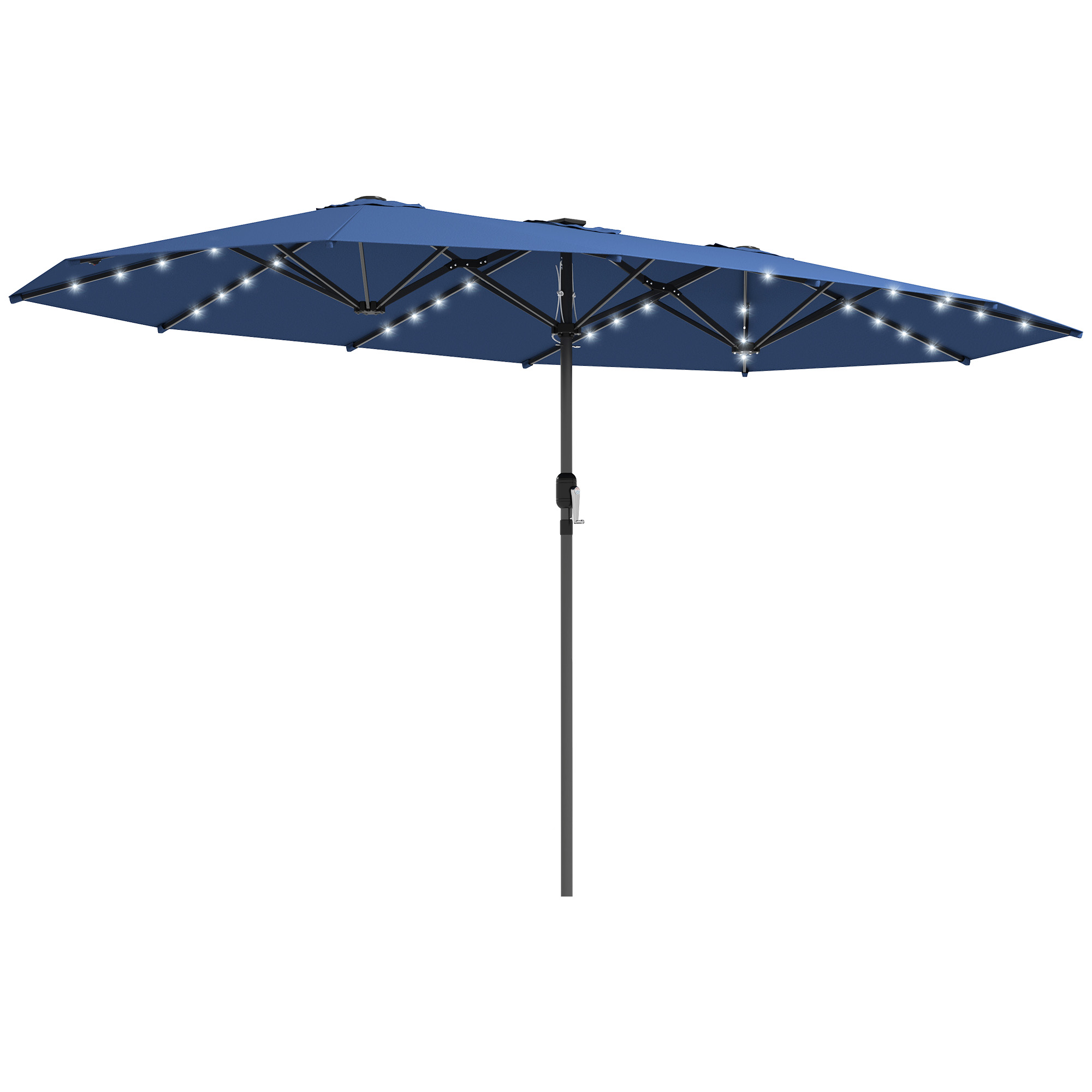 Garden Parasol, Double-Sided Sun Umbrella with LED Solar Lights, Patio Parasol for Outdoor, Gray (Drop Shipping Only, Not for Amazon)
