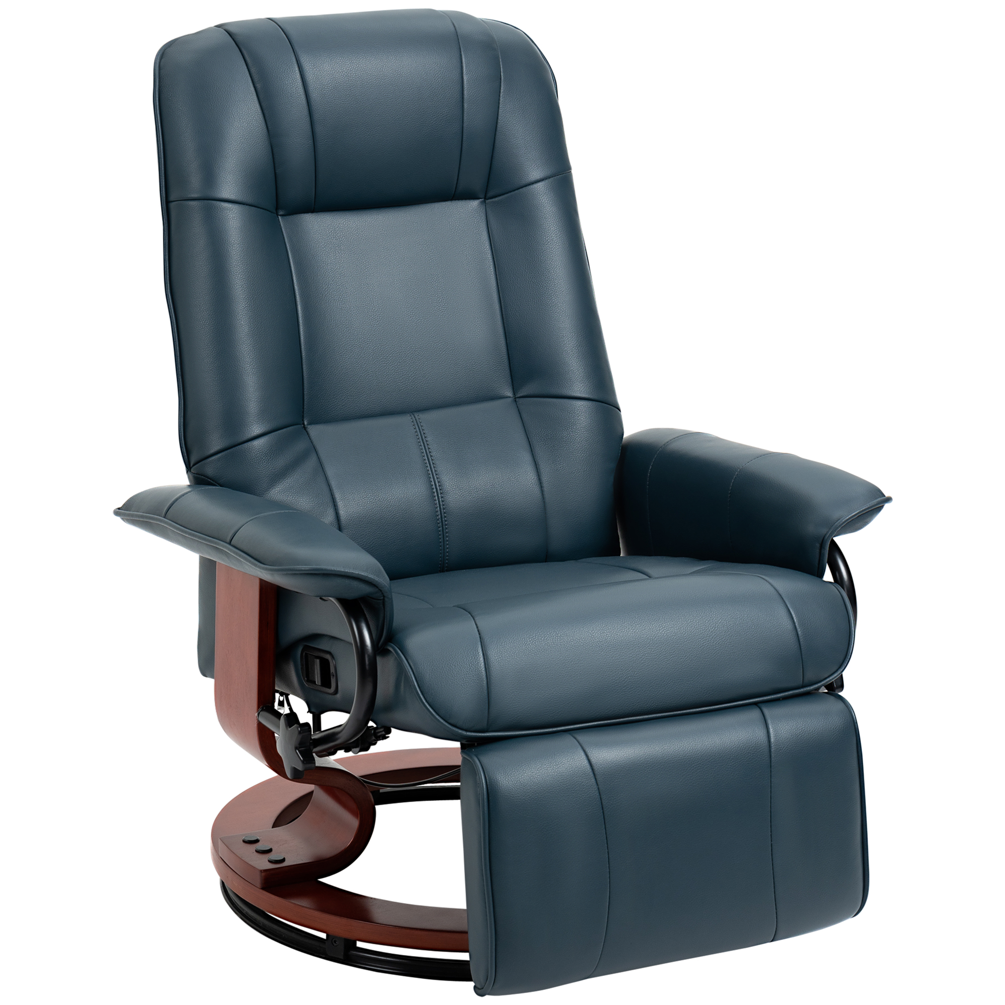 Air Leather Manual Recliner, Adjustable Swivel Lounge Chair with Footrest, Armrest and Wrapped Wood Base, Cream White (Drop Shipping Only, Not for Amazon)