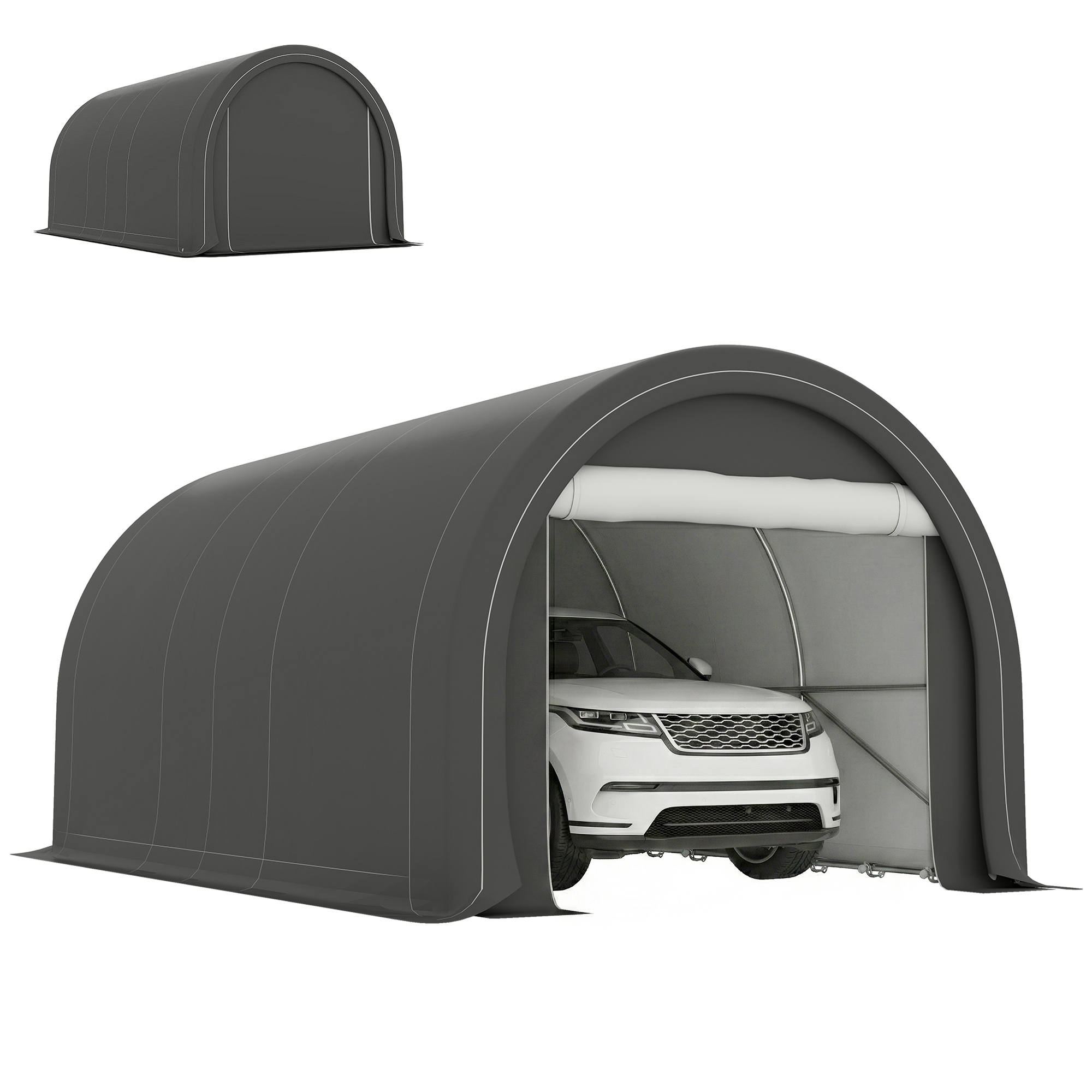 10' x 16' Carport, Heavy Duty Portable Garage Storage Tent with Large Zippered Door, Anti-UV PE Canopy Cover for Car, Truck, Boat, Motorcycle, Bike, Garden Tools, Outdoor Work, Beige (Drop Shipping Only, Not for Amazon)