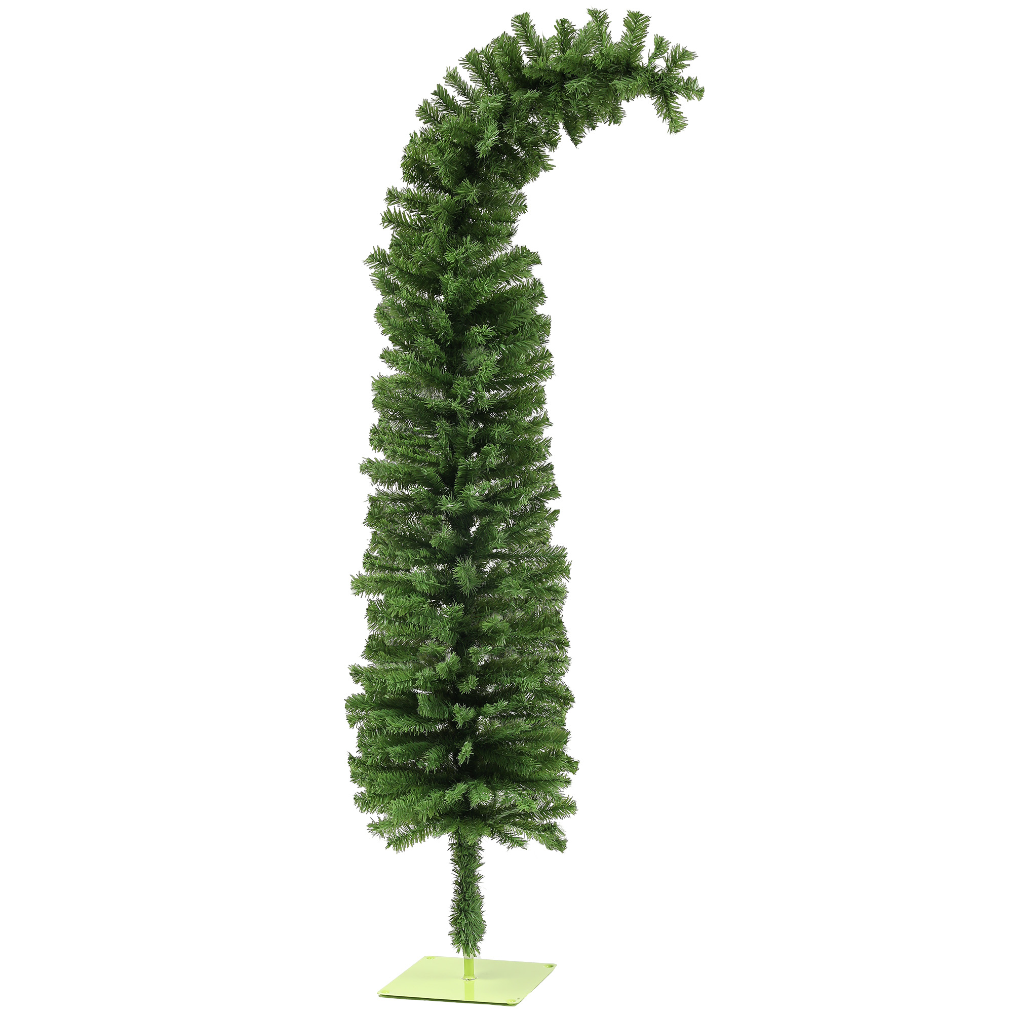 6ft Whimsical Pencil Christmas Tree, Bendable Artificial Christmas Tree with 400 Branch Tips and Metal Base, Green (Drop Shipping Only, Not for Amazon)