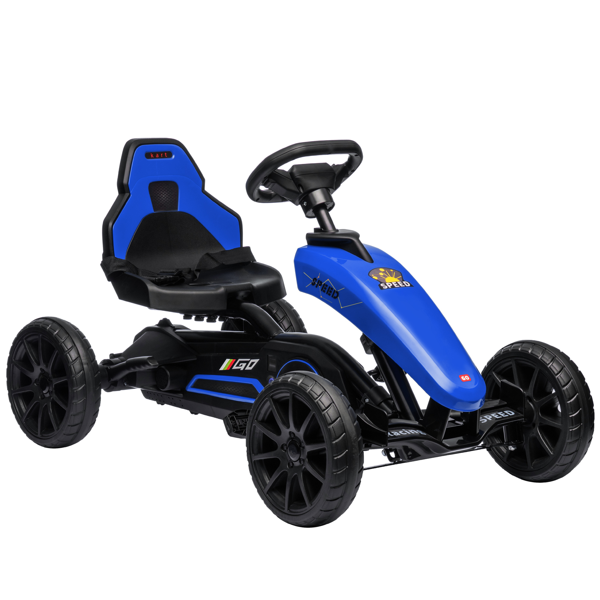 Kids Pedal Go Kart w/ Swing Axle, Shock-Absorbing Wheels, Blue (Drop Shipping Only, Not for Amazon)