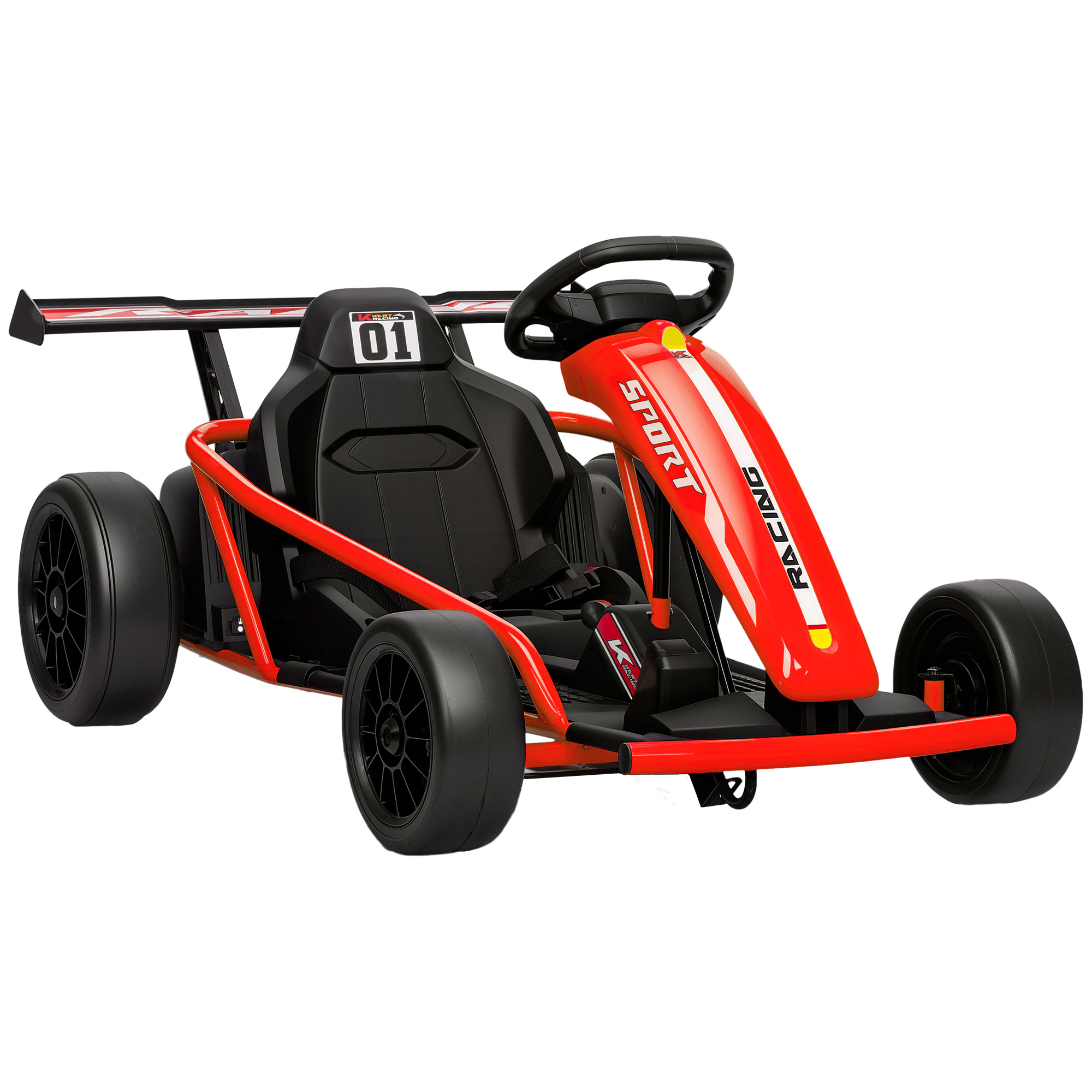 Qaba 24V 7AH Kids Electric Go Kart, 8.1 MPH Battery Powered Drift Kart with Dual Motors, Soft Start for 8-12 Years, Red (Drop Shipping Only, Not for Amazon)