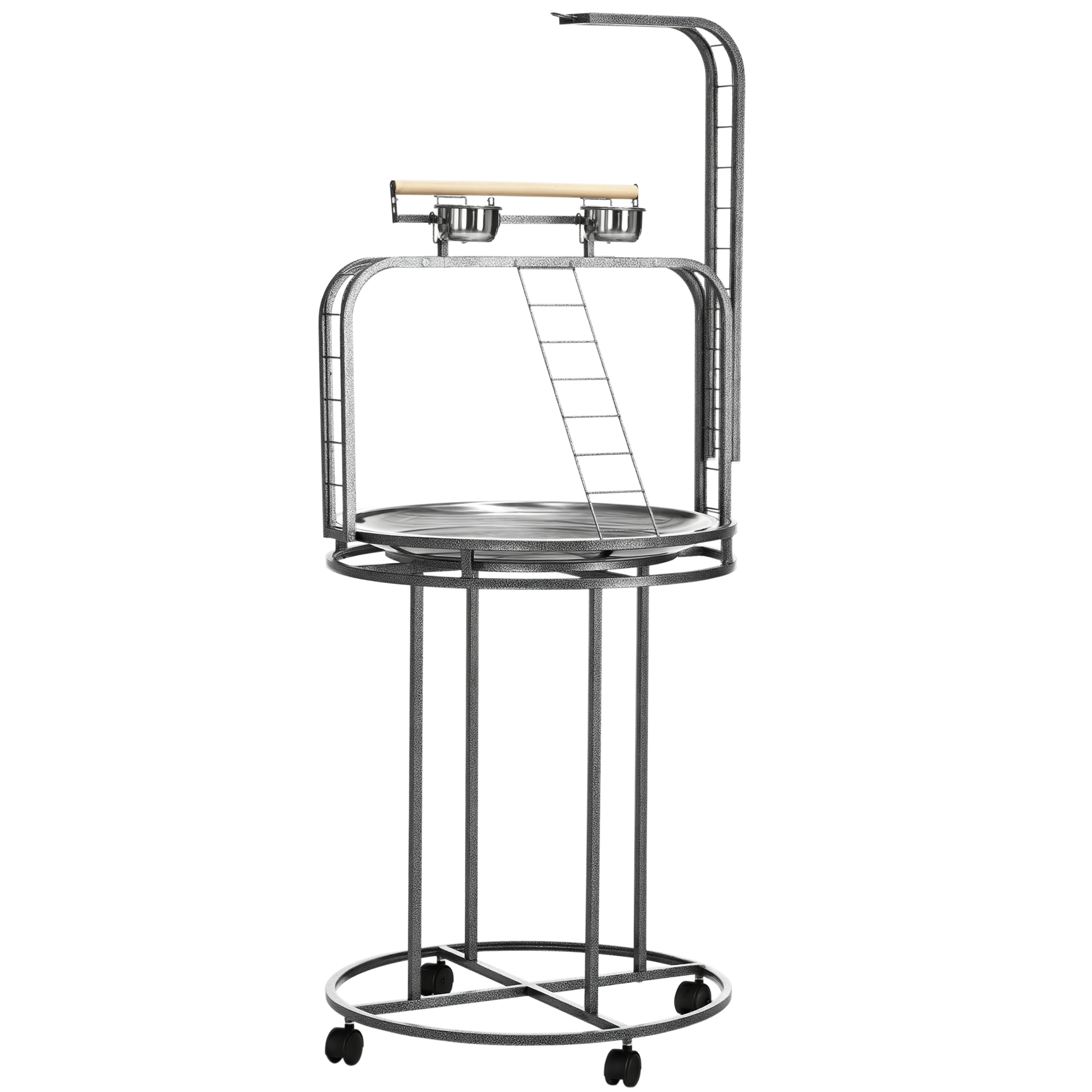 Parrot Stand Large Bird Perch Stand with Toy Hook & 3 Ladders, Parrot Perch, Bird Wooden Stand, Gray (Drop Shipping Only, Not for Amazon)
