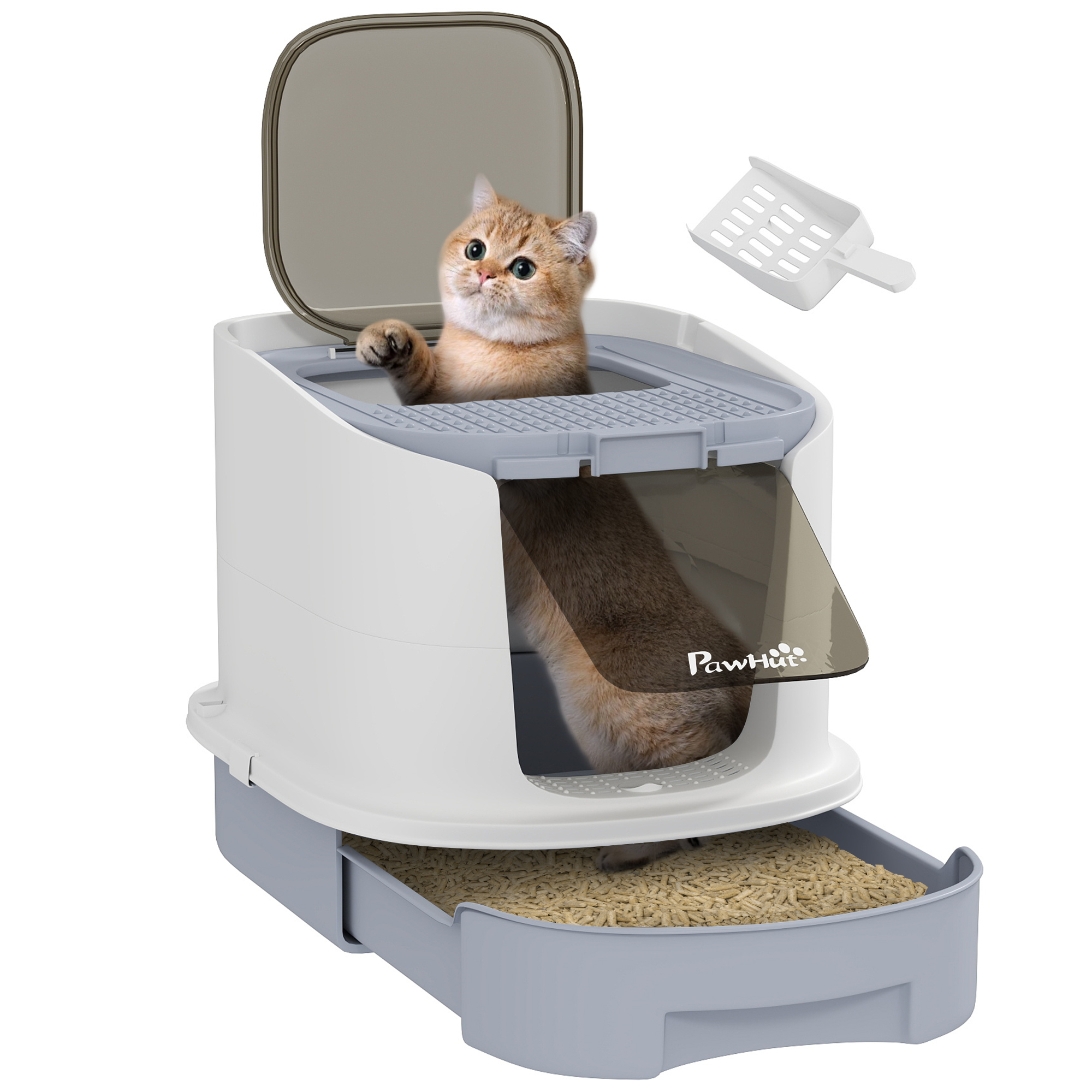 Cat Litter Box with Lid, Scoop, Deodorisation Bags, Top Entry (Drop Shipping Only, Not for Amazon)