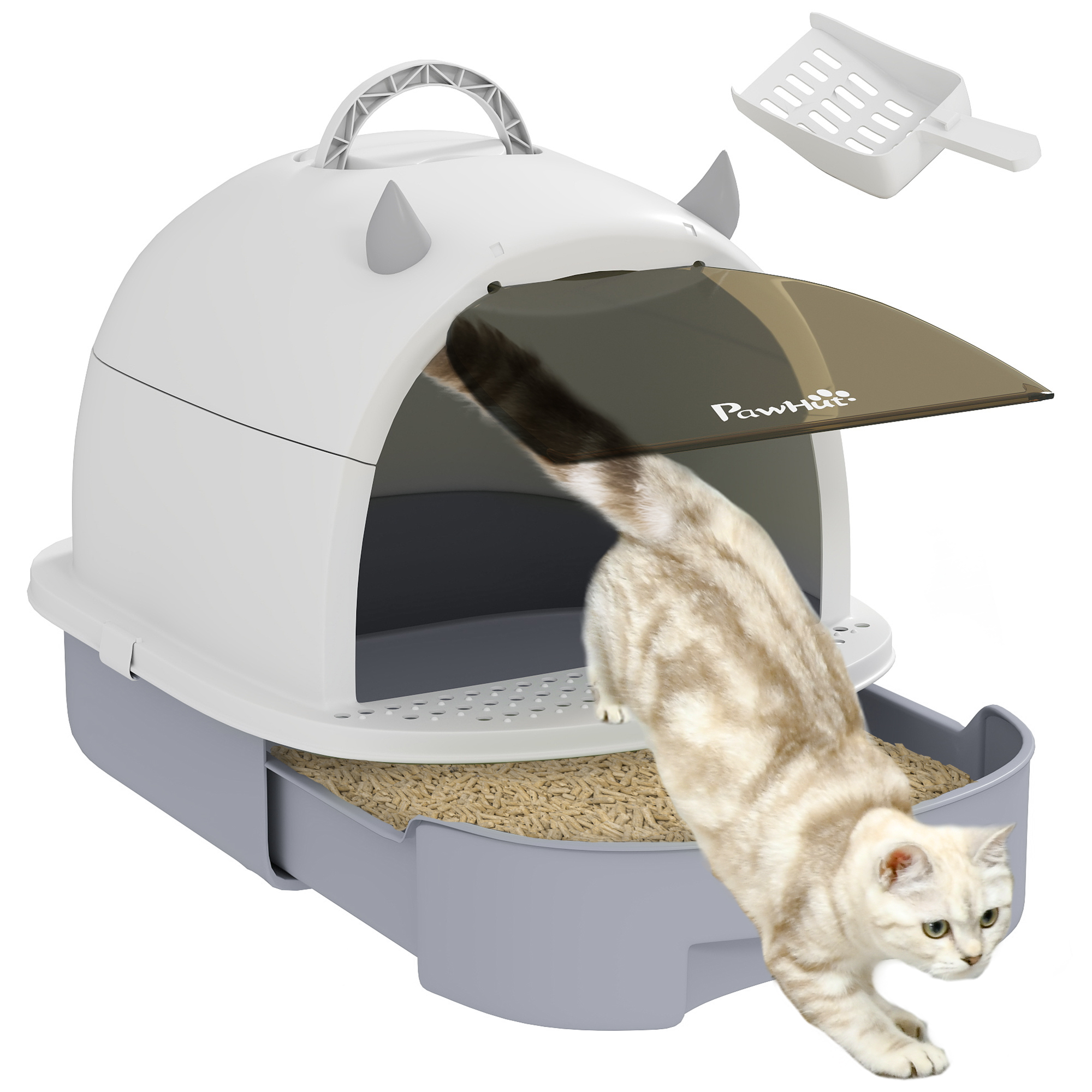 Enclosed Cat Litter Box w/ Pull-Out Drawer, Scoop, Deodorising Bags for Odour Control, Privacy, Portable, Easy to Clean (Drop Shipping Only, Not for Amazon)