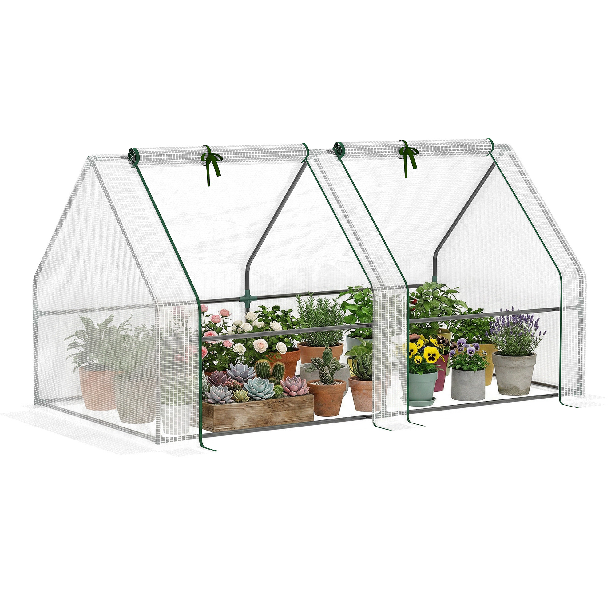 Portable Mini Greenhouse, Outdoor Garden with Large Zipper Doors and Water/UV PE Cover, 5.9' x 3' x 3', White (Drop Shipping Only, Not for Amazon)