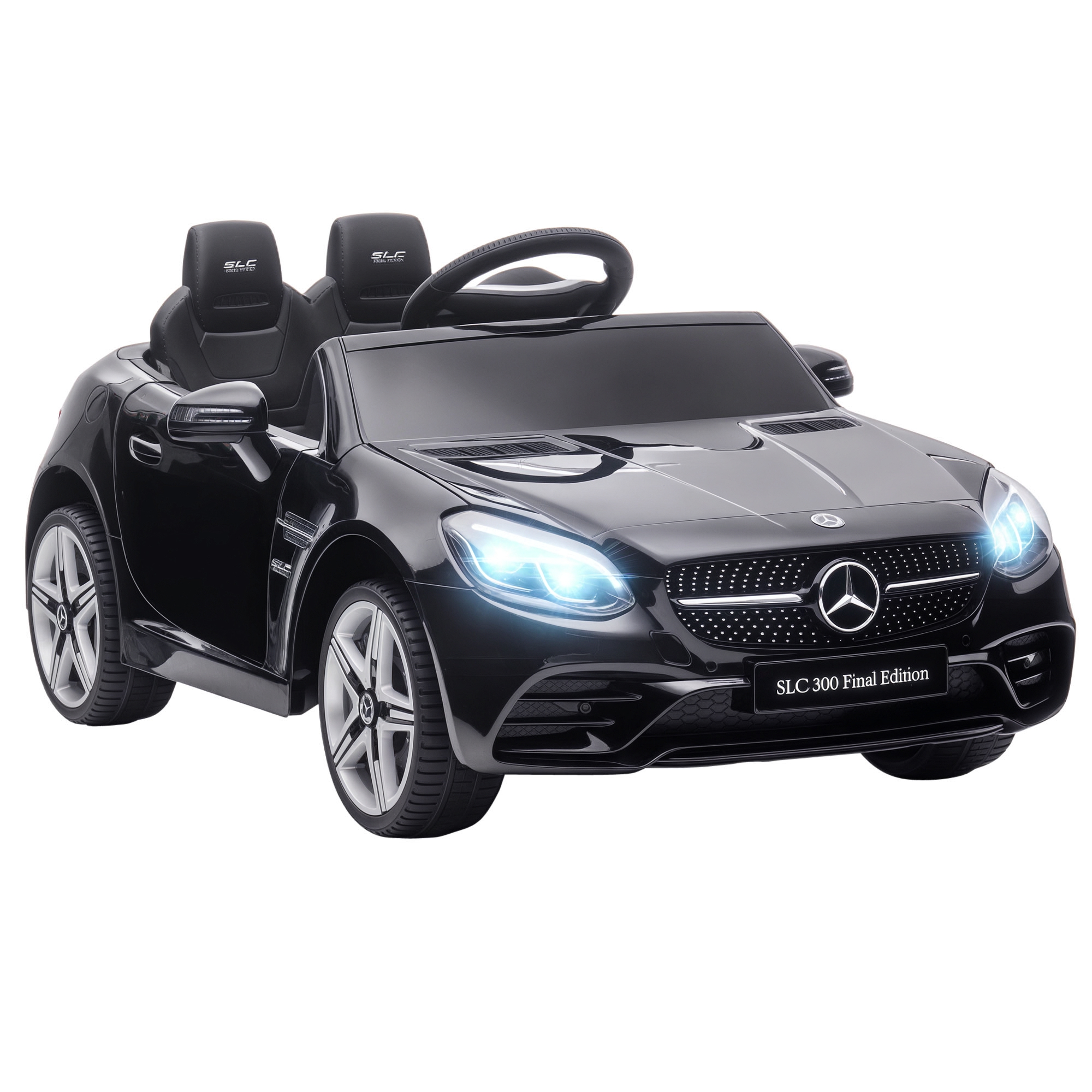 Mercedes SLC 300 Licensed 12V Ride On Car for Kids with Remote Control, 2 Speeds, Battery Powered Kids Electric Car with Music, Lights, Suspension for 3-6 Years Old, Black (Drop Shipping Only, Not for Amazon)