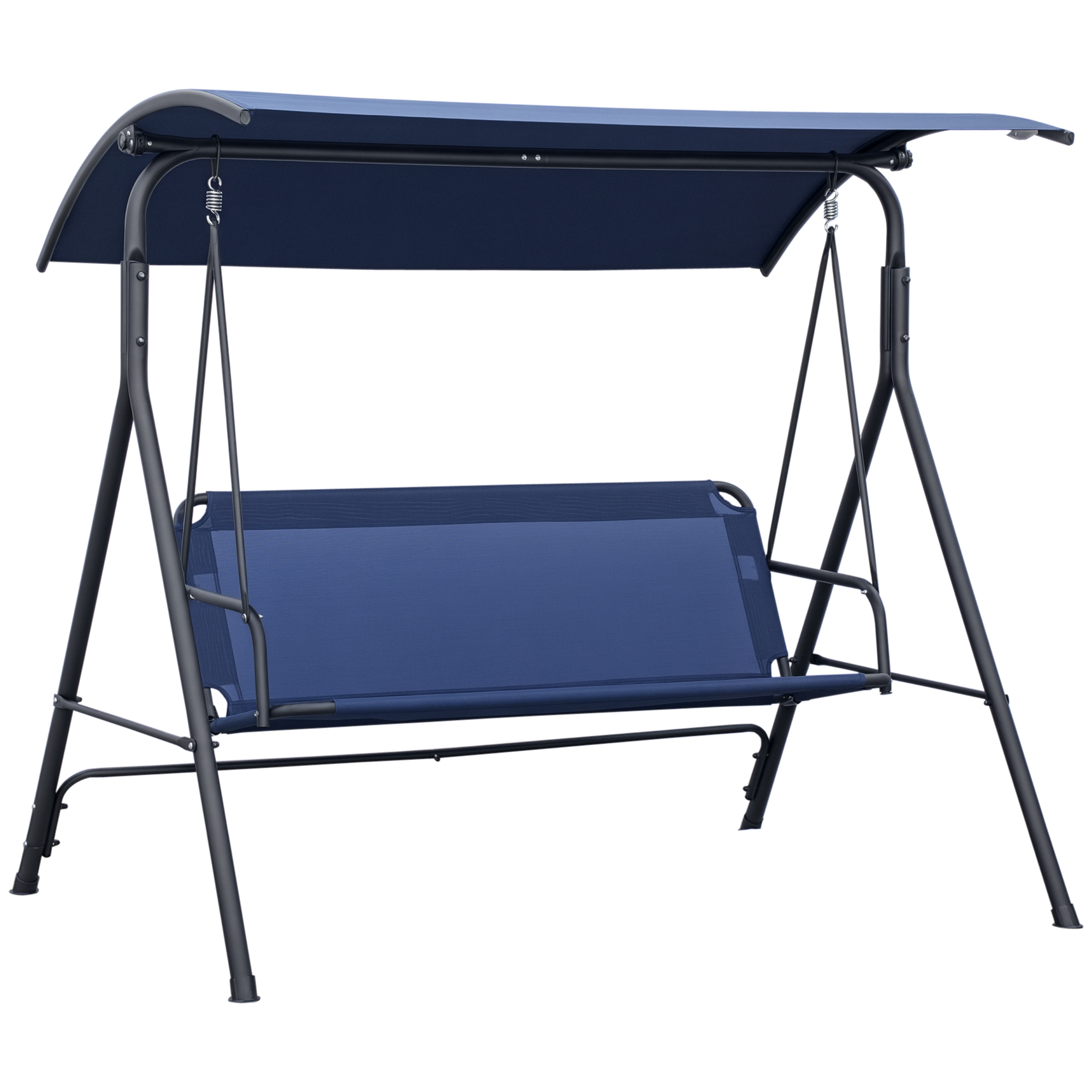 3-Person Porch Swing with Stand, Outdoor Swing for Patio Porch with Adjustable Tilt Canopy and Comfortable Swing Bench-Style Seat, Steel Frame, Wine Red (Drop Shipping Only, Not for Amazon)