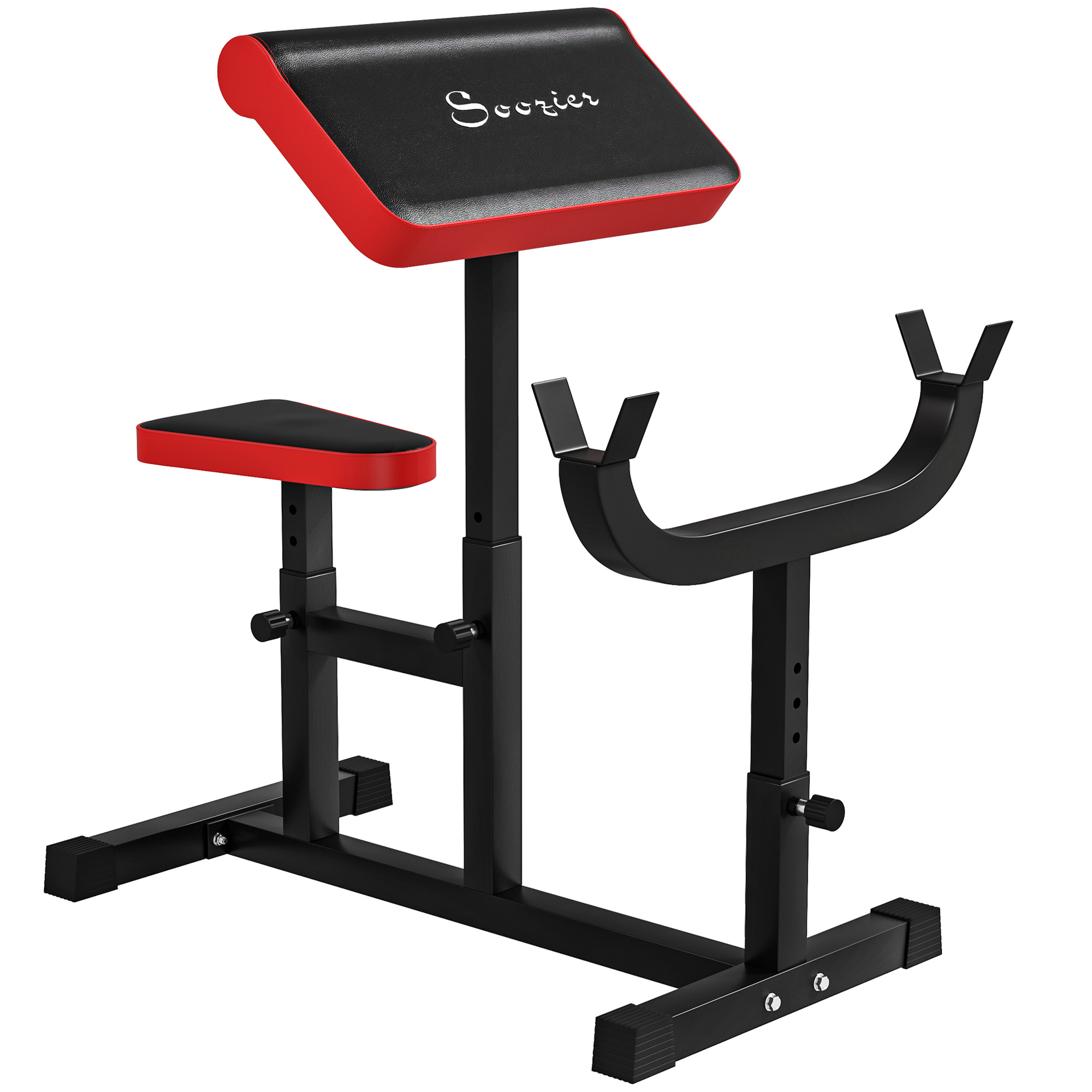 265 LBS Preacher Curl Bench for Strength Training, Adjustable Seated Arm Isolated Barbell Dumbbell Bicep Station, Red (Drop Shipping Only, Not for Amazon)