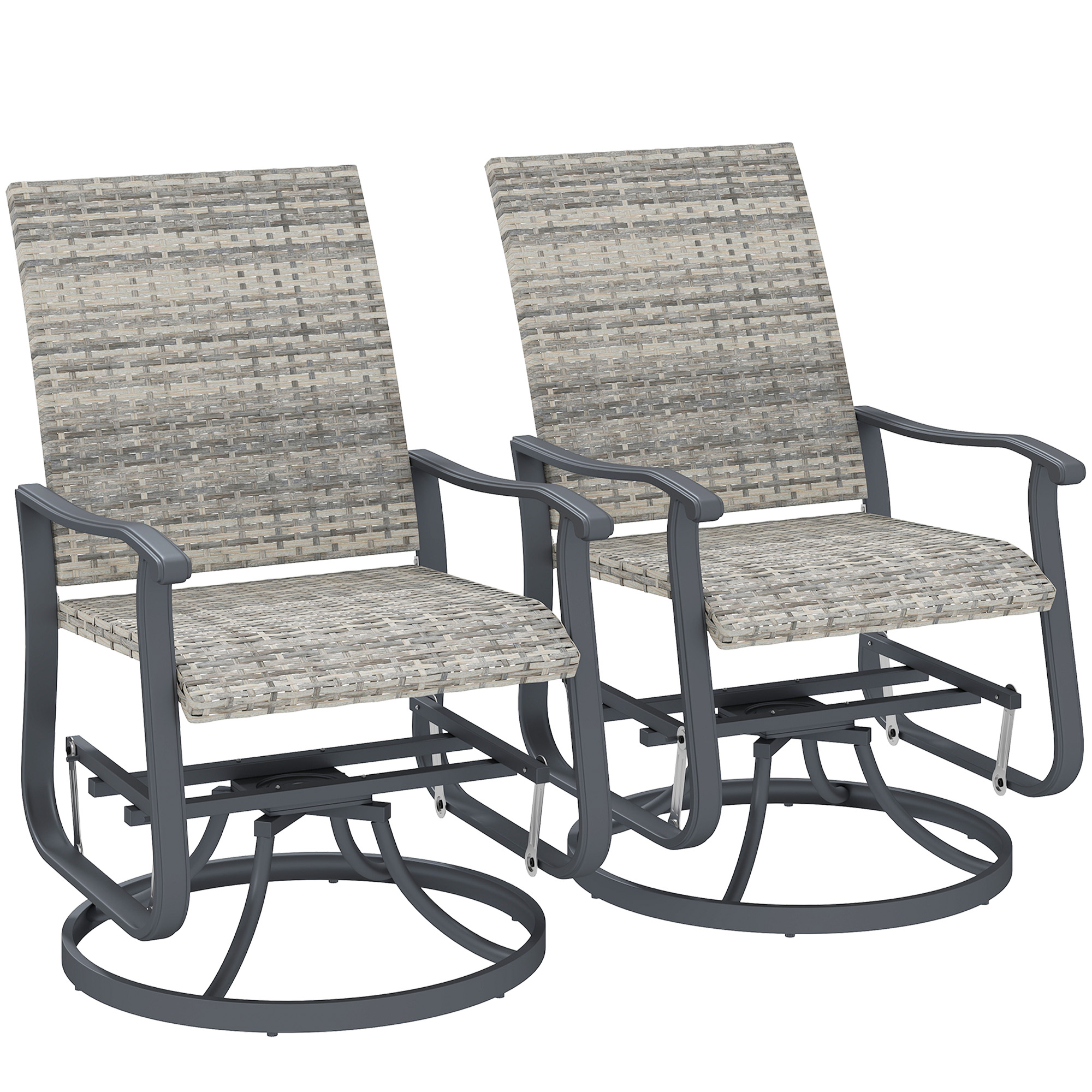 Wicker Rattan Swivel Patio Glider Chair Set of 2, Outdoor Glider Chair with Steel Frame, High Back, Armrests, Yellow (Drop Shipping Only, Not for Amazon)