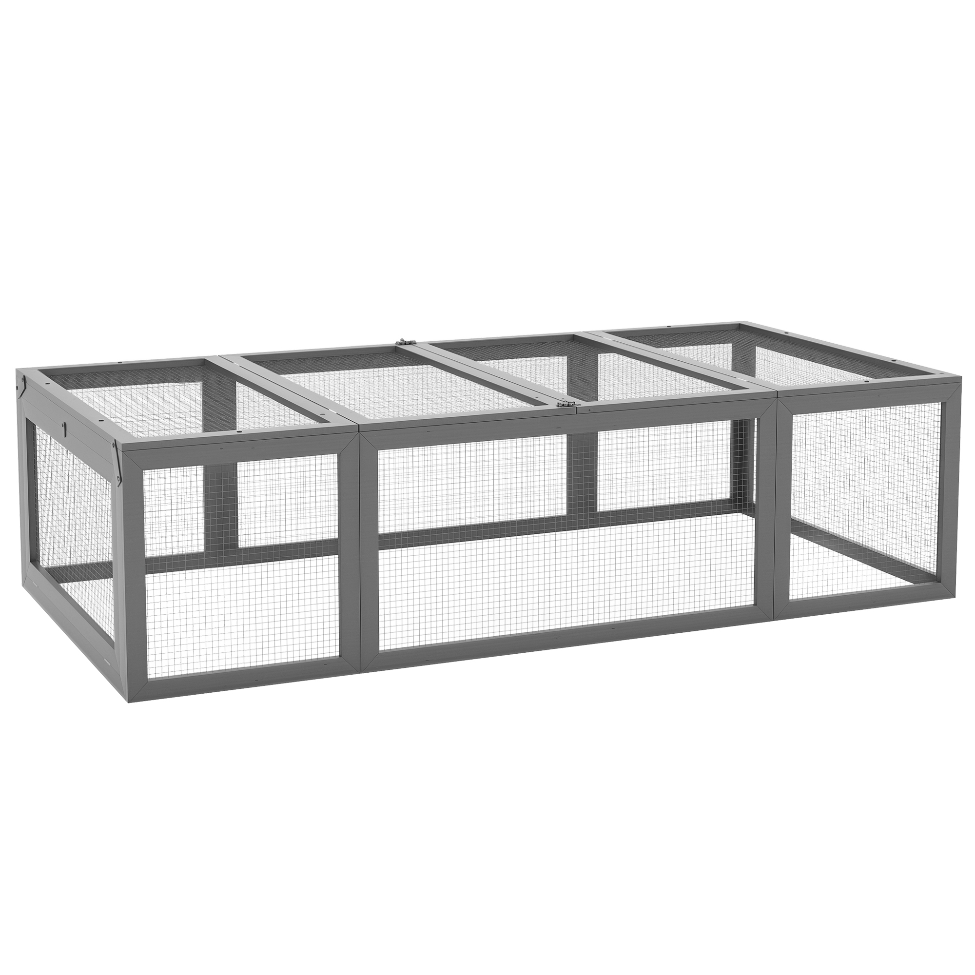 Large Wooden Rabbit Hutch Small Animal Habitat Enclosure Outdoor Run and Lockable Doors - Gray (Drop Shipping Only, Not for Amazon)