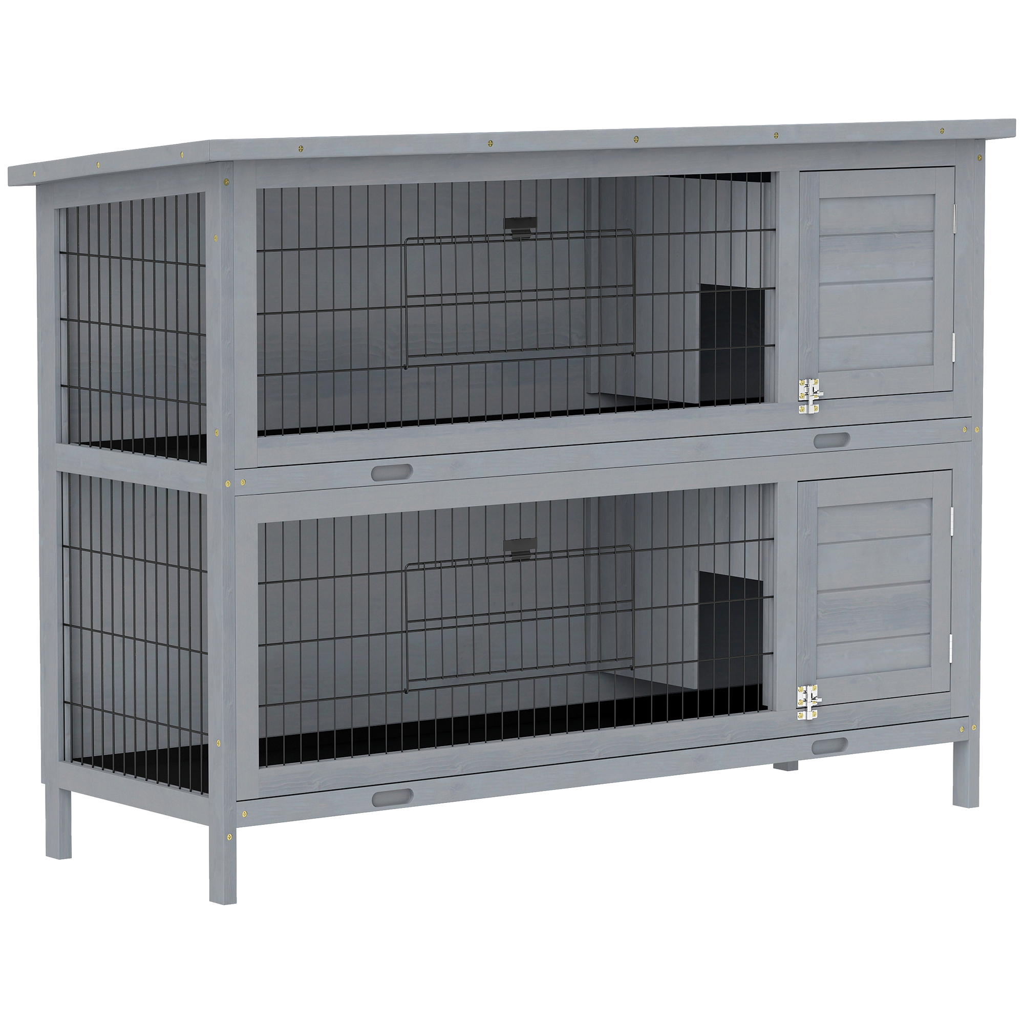 Rabbit Hutch Outdoor Guinea Pig Hutch Bunny Cage with No-Leak Trays, Divider, 136 x 50 x 93cm, Grey (Drop Shipping Only, Not for Amazon)