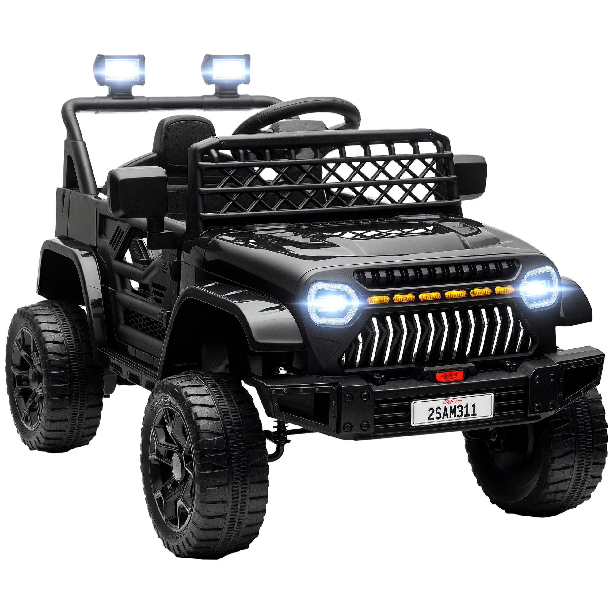 12V Battery Powered Ride On Truck, Kids Electric Car with Spring Suspension, Remote, Horn, USB Music, Black (Drop Shipping Only, Not for Amazon)