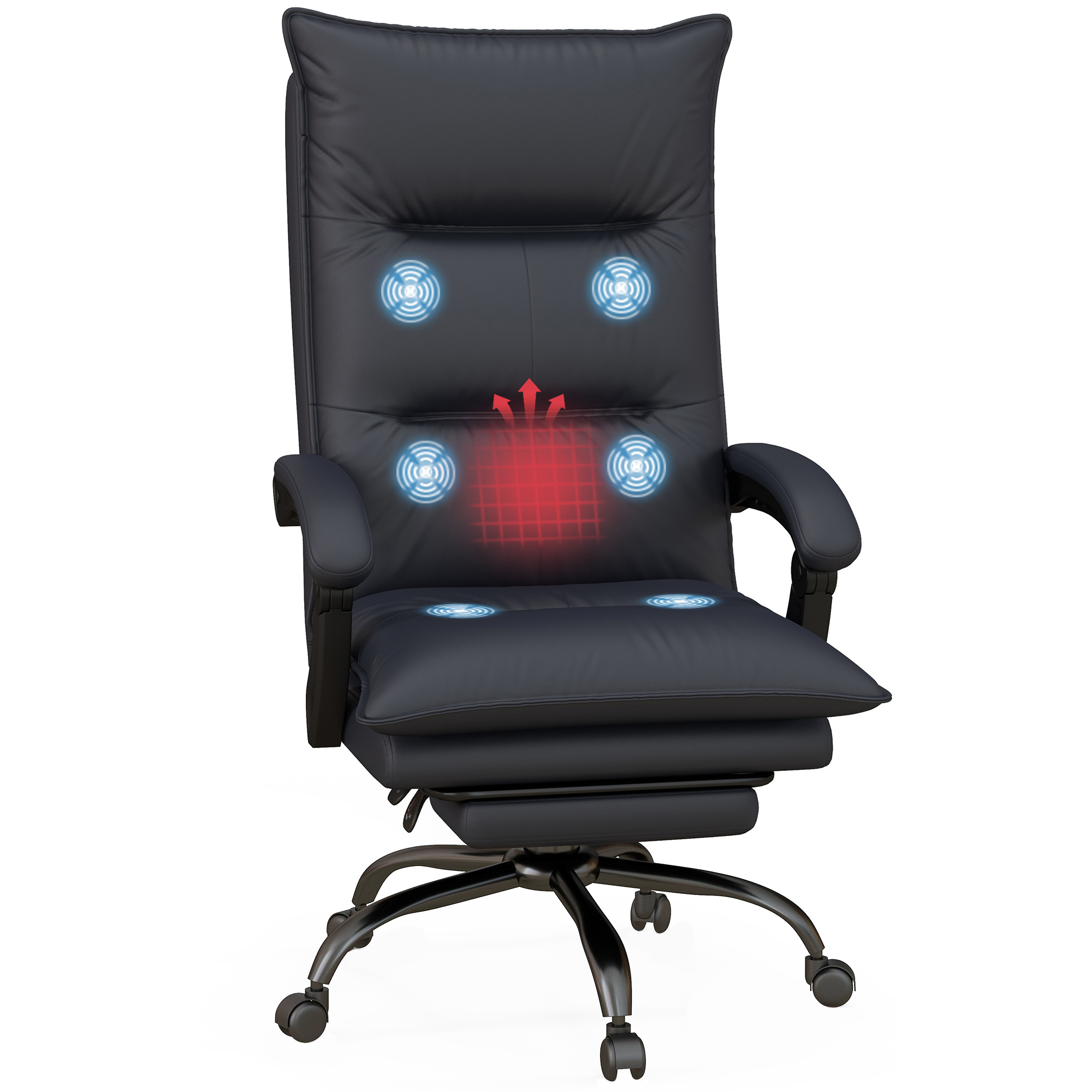 Executive Massage Office Chair with 6 Vibration Points, Microfiber Computer Desk Chair, Heated Reclining Chair with Footrest, Armrest, Double Padding, Charcoal Gray (Drop Shipping Only, Not for Amazon)