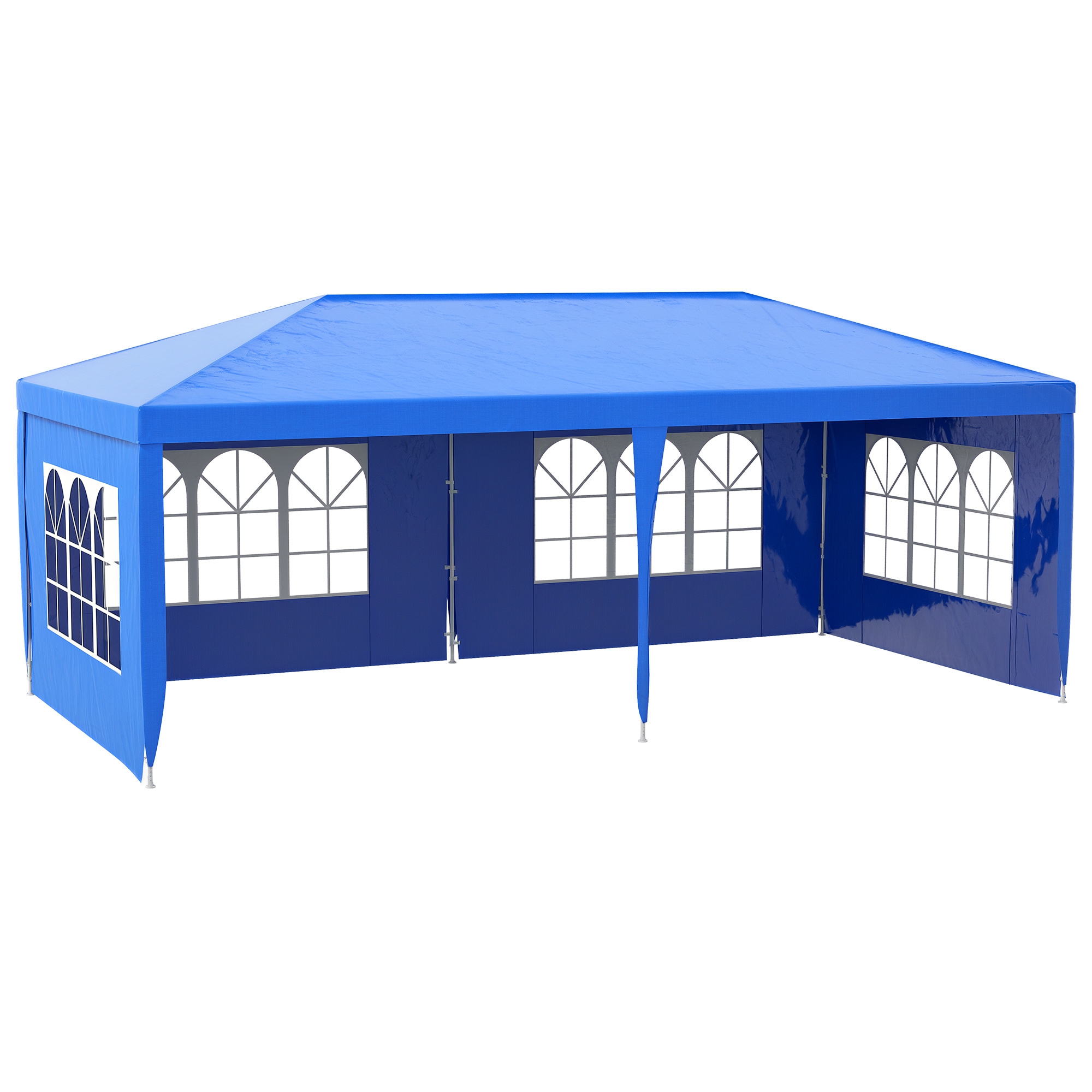 9.6' x 19' Large Party Tent, Outdoor Event Shelter, Gazebo Canopy with 4 Removable Window Sidewalls for Weddings, Picnics, Blue (Drop Shipping Only, Not for Amazon)