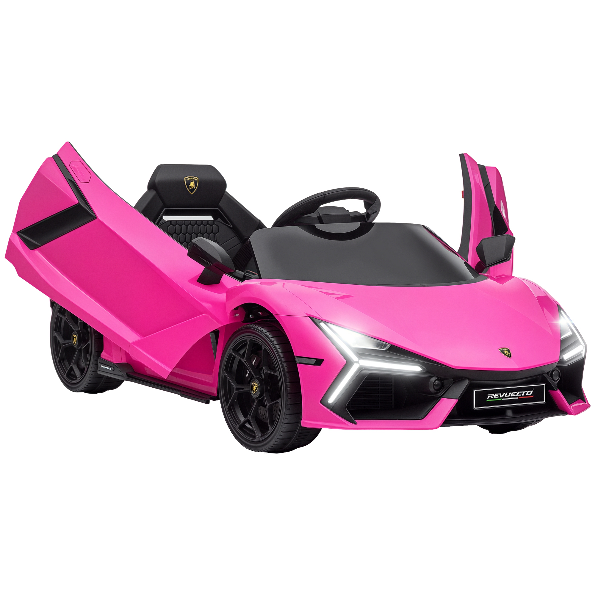 Lamborghini Revuelto Licensed 12V Kids Ride on Car Electric Car w/ Hydraulic Doors, Remote, Transport Wheels, Pink (Drop Shipping Only, Not for Amazon)