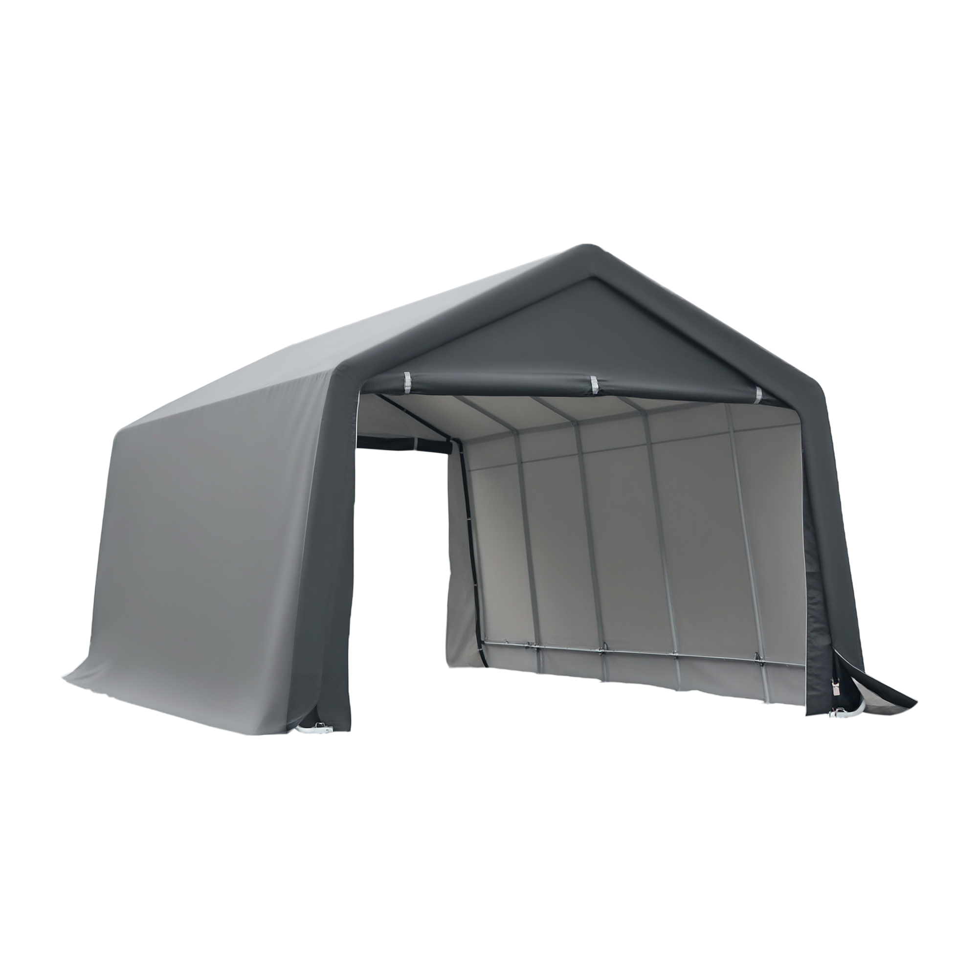 12' x 20' Carport Portable Garage, Heavy Duty Storage Tent, Patio Storage Shelter w/ Anti-UV PE Cover, Gray (Drop Shipping Only, Not for Amazon)