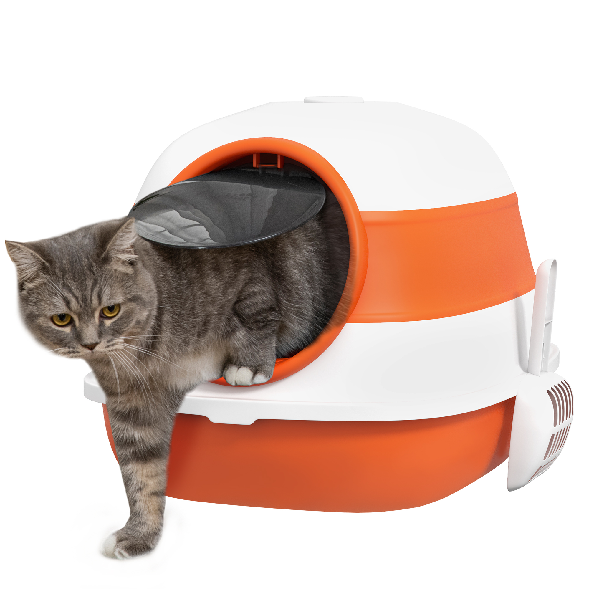 Foldable Cat Litter Tray with Lid, Deodorant, Scoop, Orange (Drop Shipping Only, Not for Amazon)