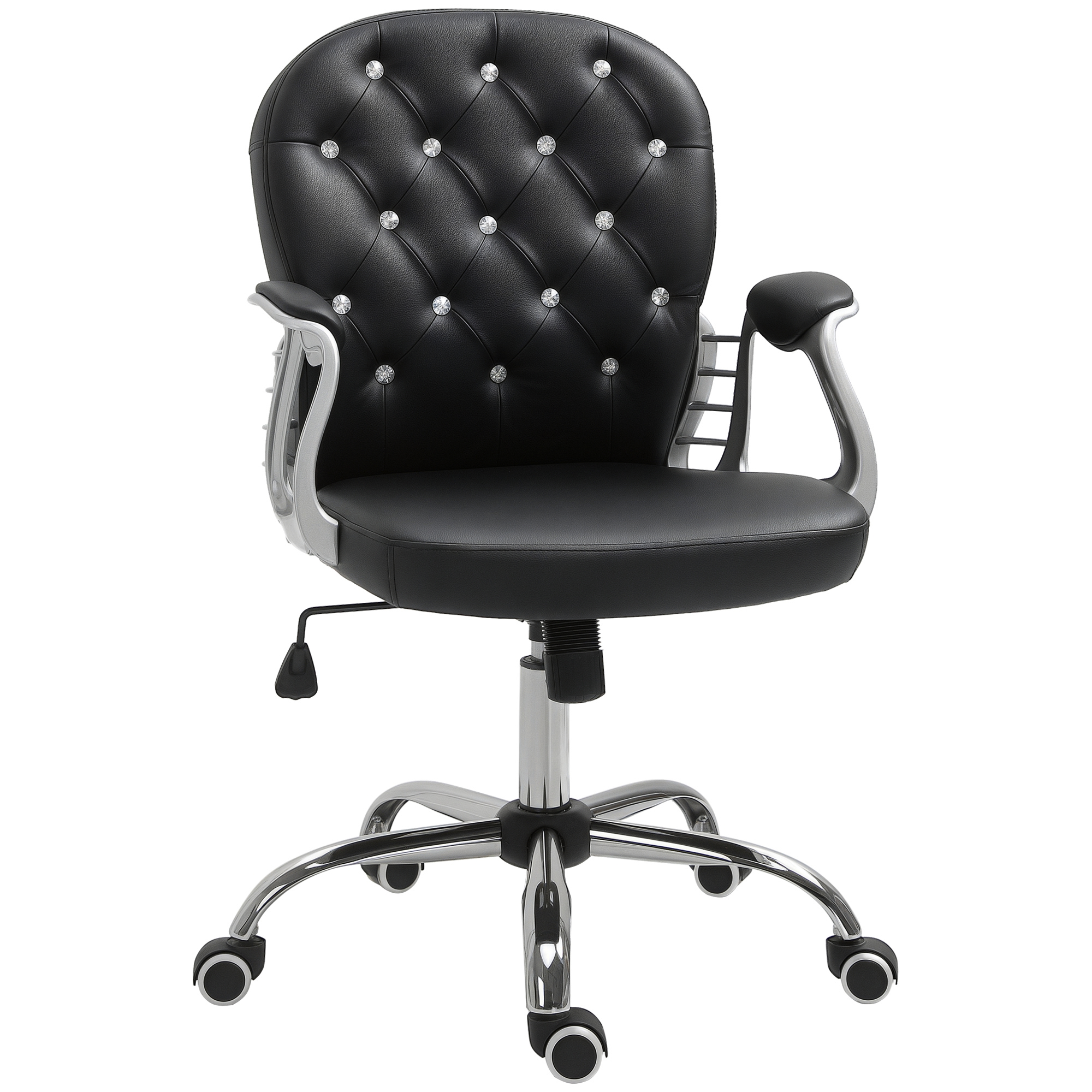 Button Tufted Desk Chair, Home Office Chair with Padded Armrests, Adjustable Height and Swivel Wheels, Pink (Drop Shipping Only, Not for Amazon)
